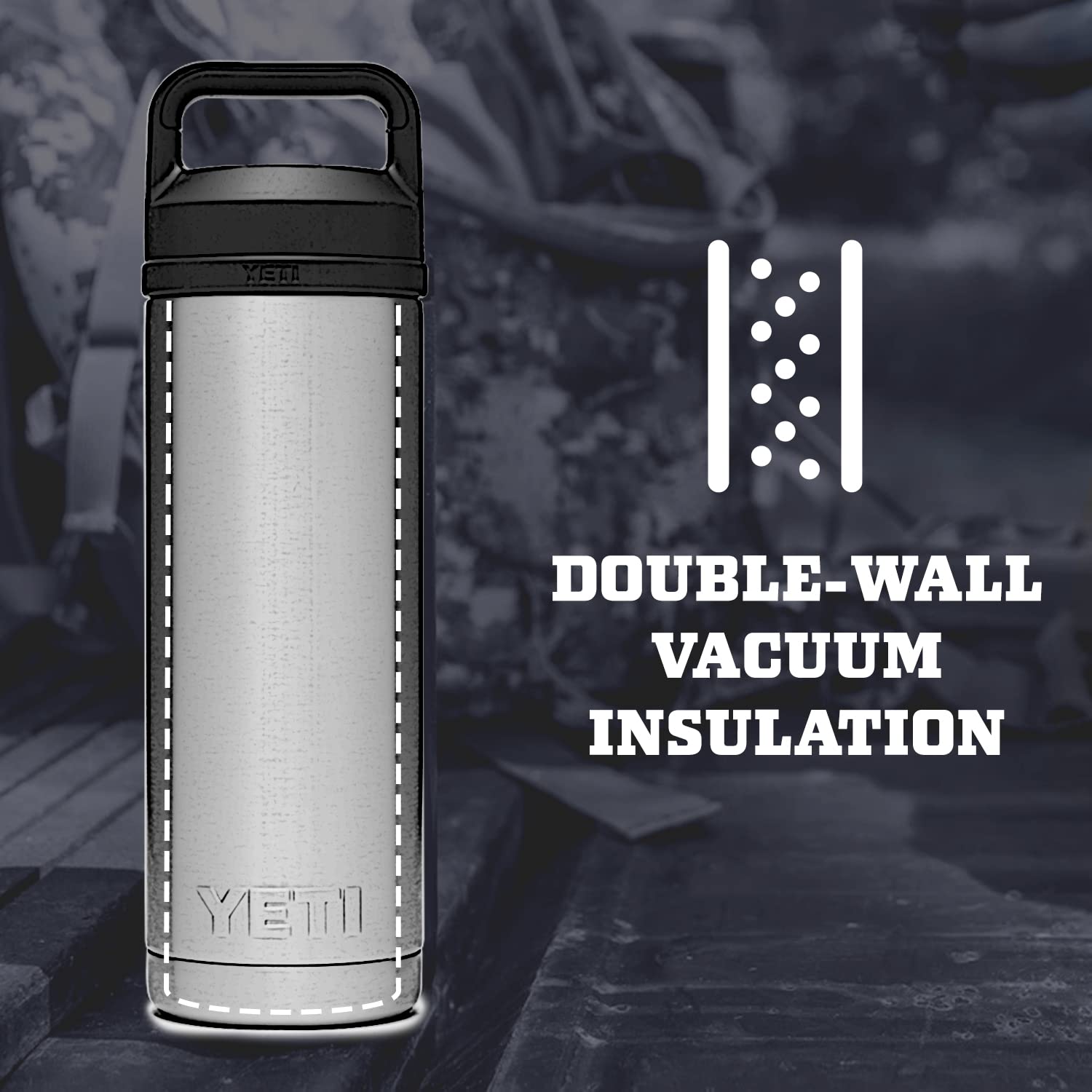 YETI Rambler 18 oz Vacuum Insulated Stainless Steel Water Bottle with Chug Cap - Chartreuse | Leakproof & Sweatproof | Perfect for Hiking, Gym & Outdoor Adventures