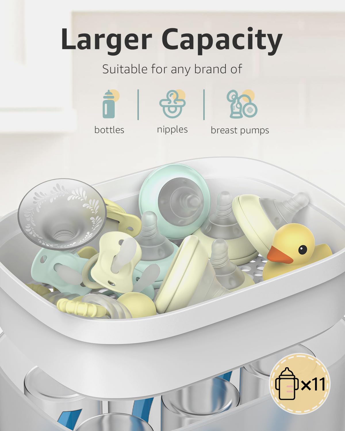 HAUTURE Baby Bottle Sterilizer and Dryer - Electric Steam Sanitizer for Baby Bottles, Pacifiers & Breast Pump Parts | One-Touch Operation | Perfect for Daycare, Travel & Home Use