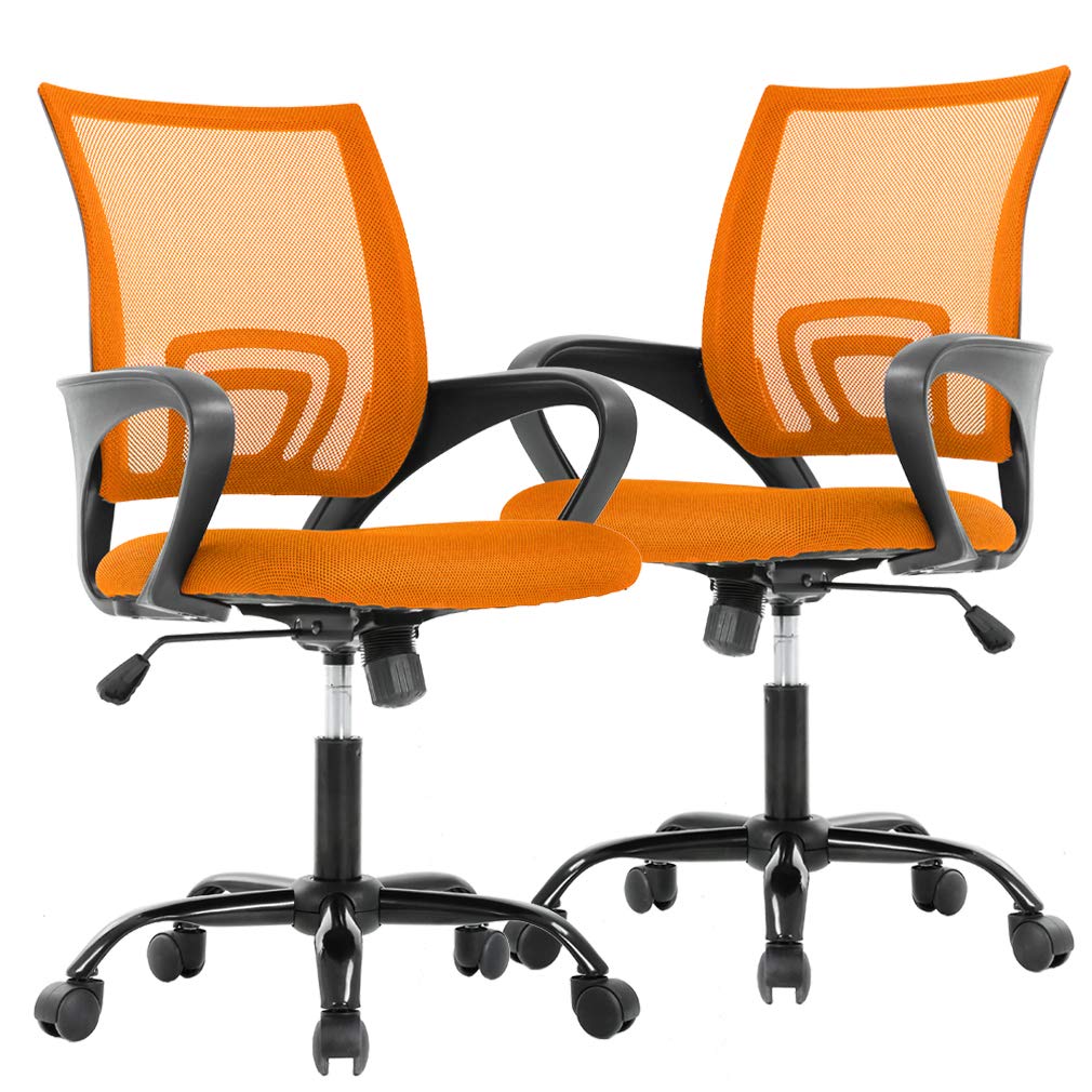 Ergonomic Mesh Office Chair with Lumbar Support - Adjustable Height, Swivel & Rolling Wheels - Modern Executive Desk Chair for Women & Men (2-Pack, Orange) - Perfect for Home Office, Gaming & Workspaces