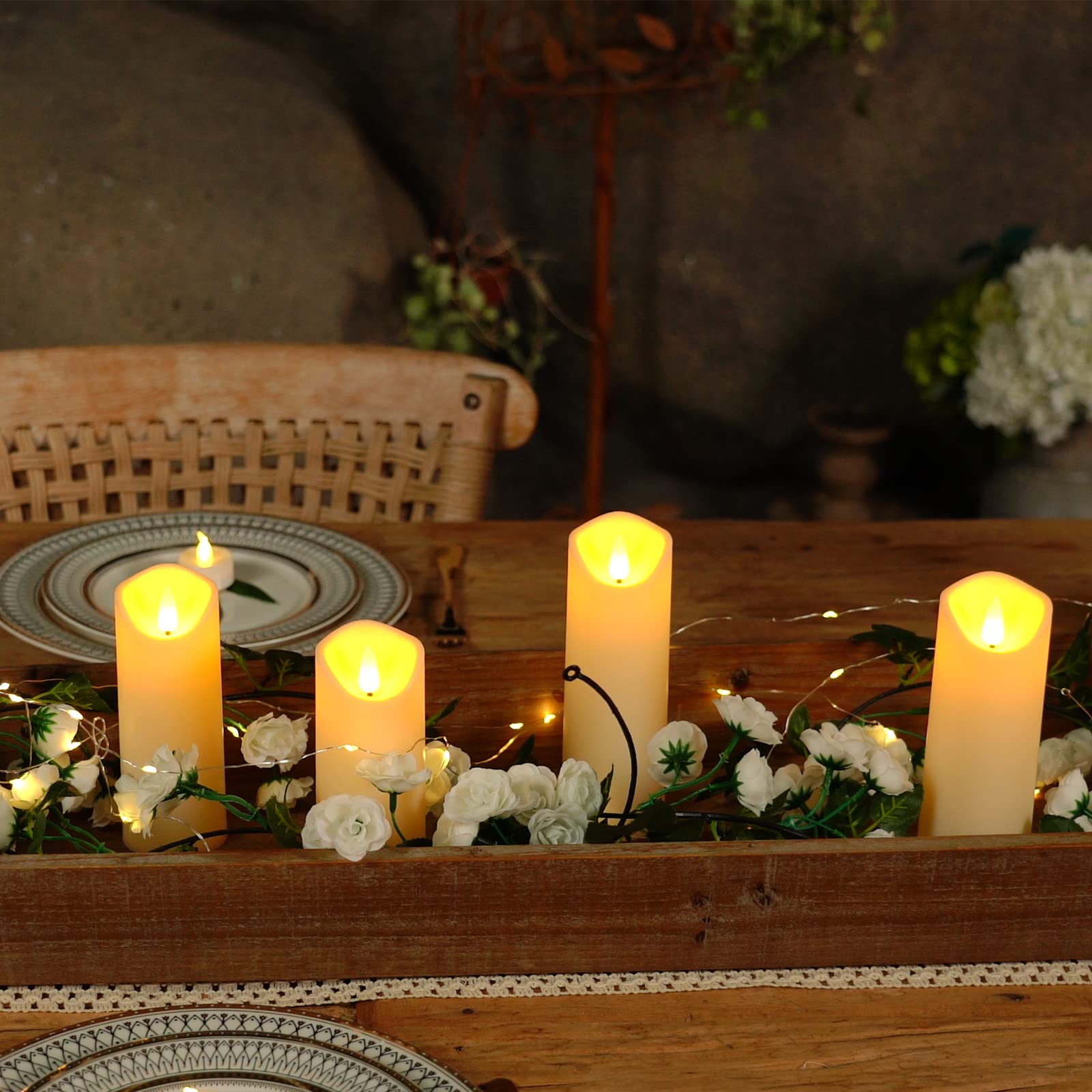 Homemory Flameless LED Candles - Battery Operated Electric Candles with Remote & Timer, Frosted Plastic Fake Candles That Won't Melt (Ivory, Set of 9) - Perfect for Home Decor, Weddings, and Romantic Ambiance
