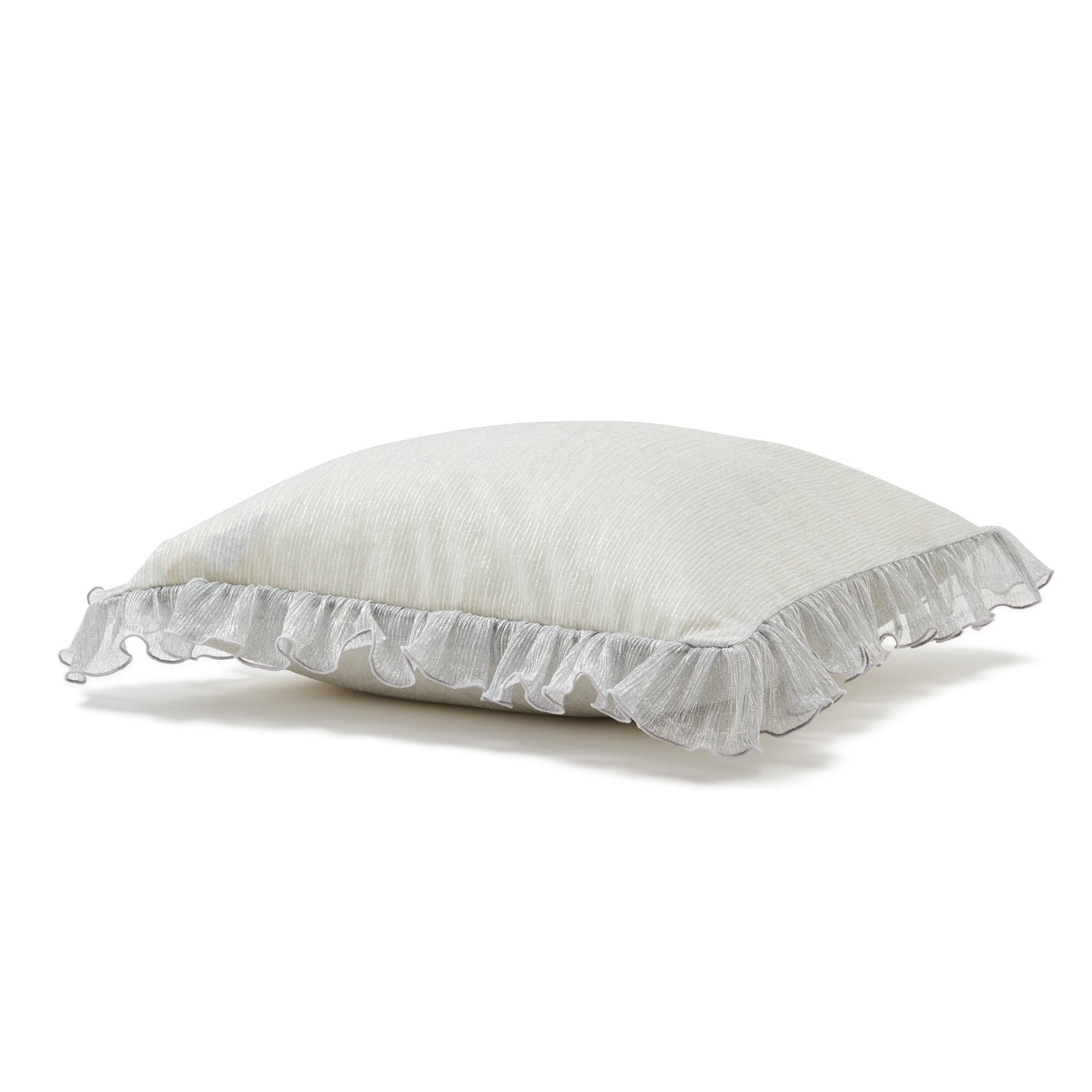 Elegant Silver Frill Cushion Cover - Soft Decorative Pillow Case for Sofa, Bed, Living Room & Home Decor