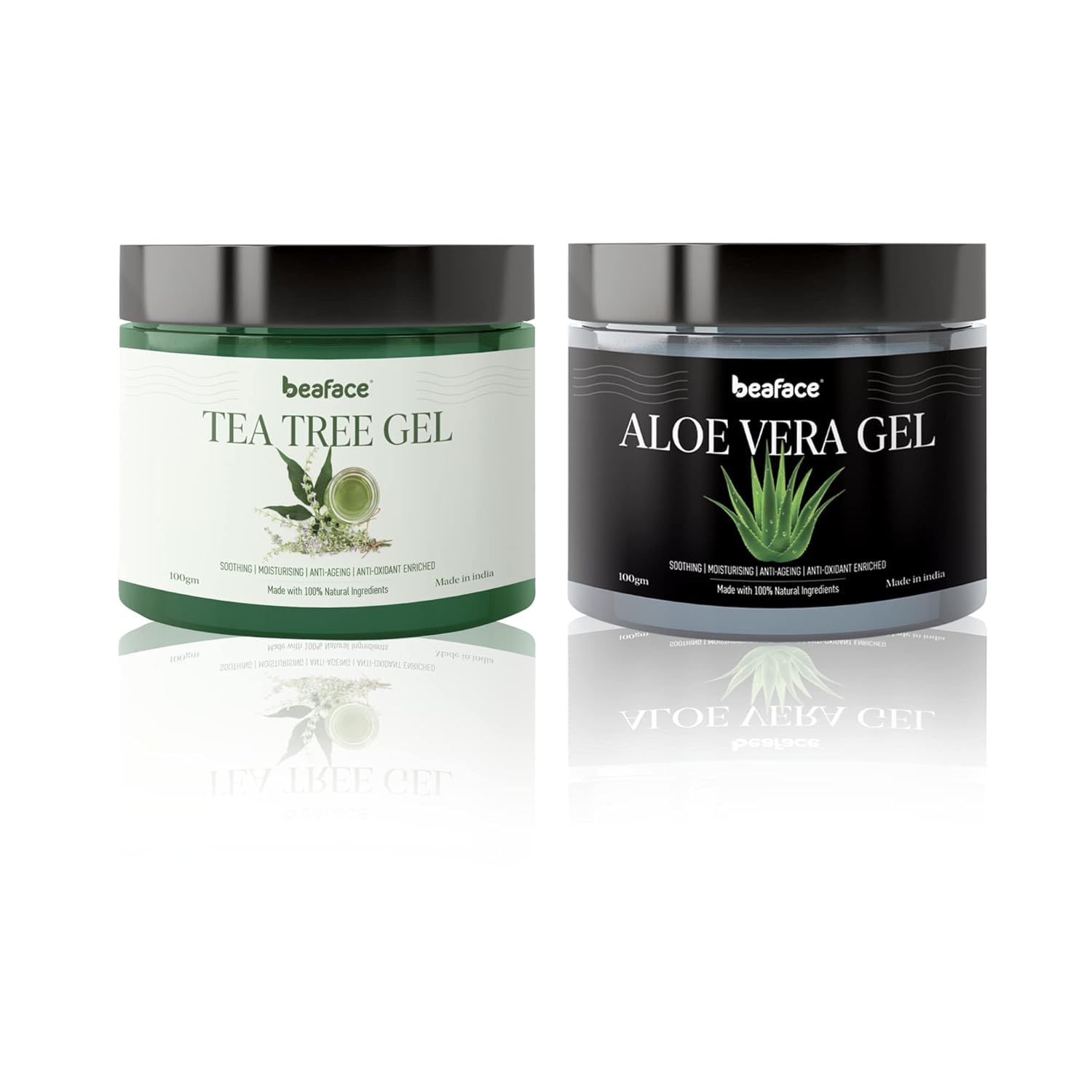 Combo Pack of 2x100g Face Gel & Aloe Vera Skin Gel - Hydrating & Soothing Skincare Duo for Daily Face & Body Care