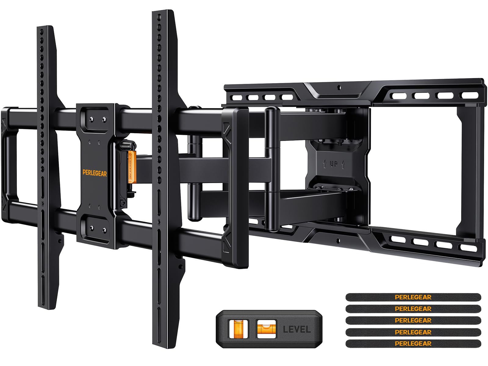 Perlegear TV Wall Mount for 42-90 Inch TVs Up to 68KG, Full Motion Articulating Arm with Tilt, Swivel, Extension, Max VESA 600x400mm - Perfect for Living Room, Bedroom, and Home Theater Setup