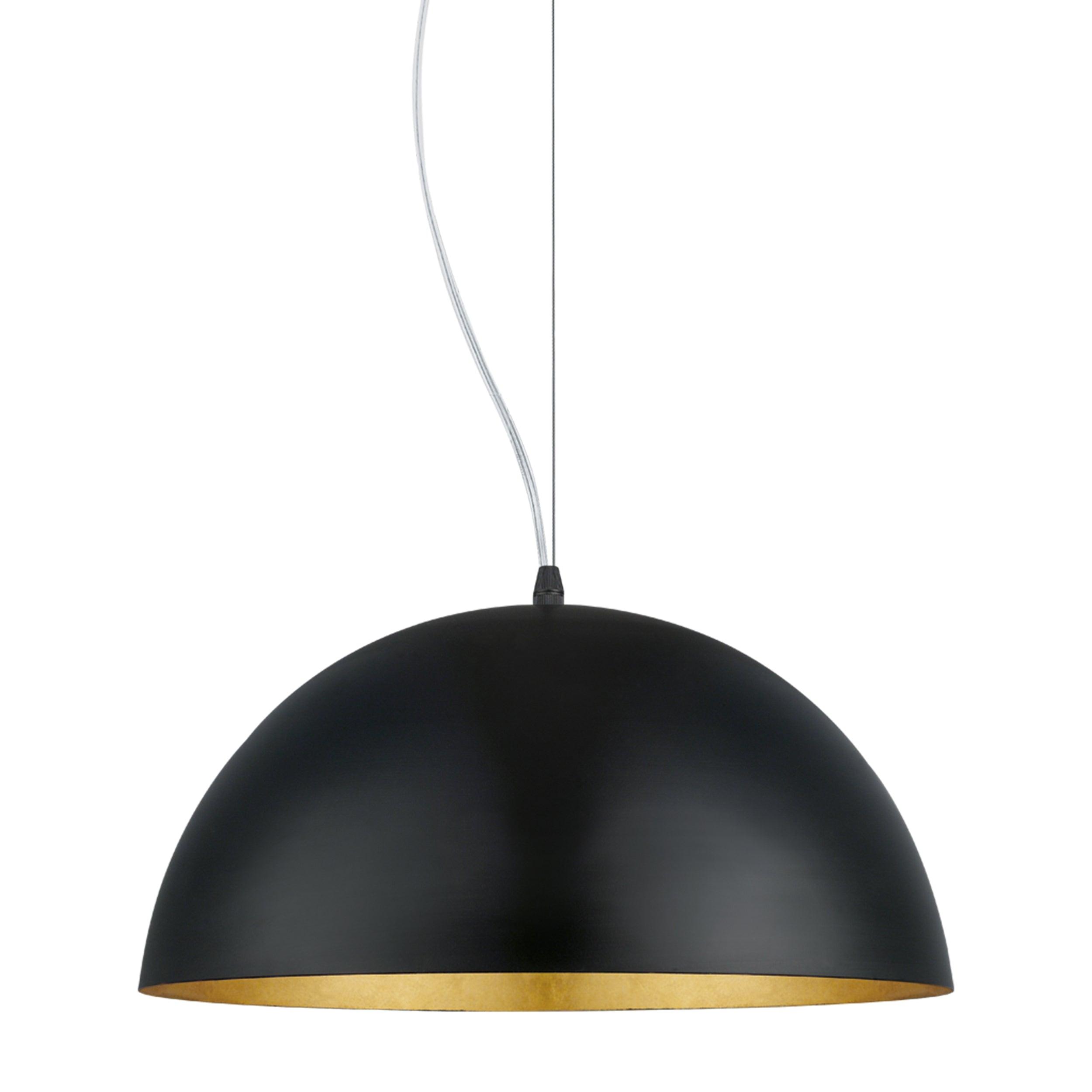 Eglo Gaetano 1-Light Round Black & Gold Ceiling Pendant Light Fixture - 38cm/15 Inch Modern Dining Room, Kitchen Island or Bedroom Lighting