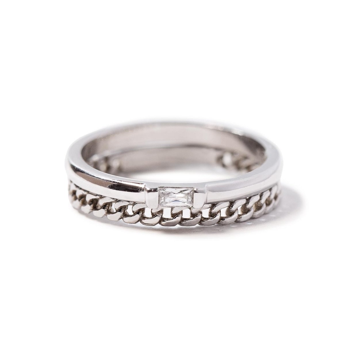 Baguette Curb Chain Ring Set - Elegant Stackable Rings for Women | Perfect for Layering, Everyday Wear & Special Occasions