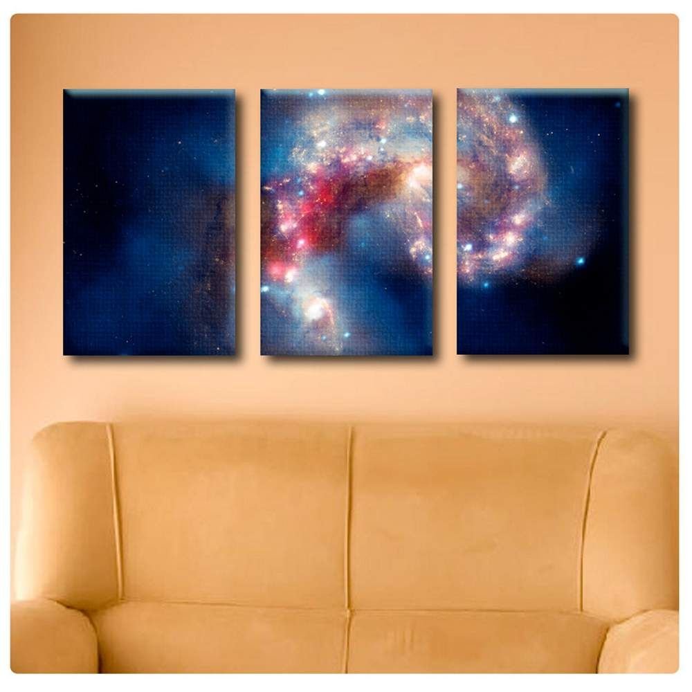 NASA Hubble Telescope Space Galaxy 3-Panel Canvas Wall Art - 27