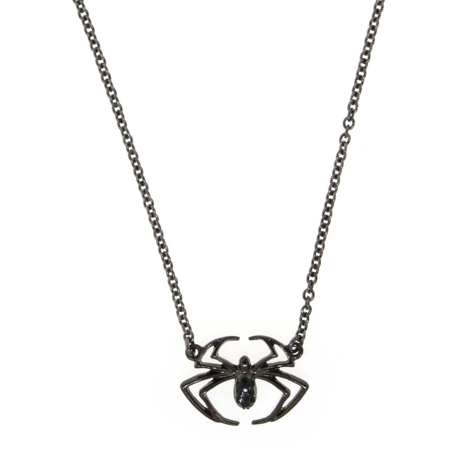1928 Vintage Black Spider Pendant Necklace - 17 Inch Gothic Jewelry for Women, Perfect for Halloween Costumes & Gothic Fashion Accessories