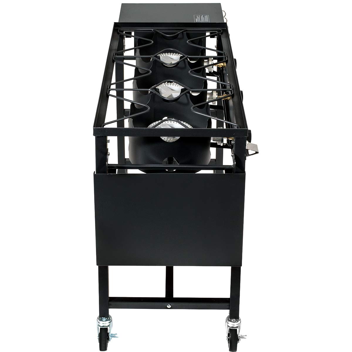 Barton Portable Propane Camp Stove - 87,000 BTU Triple Burner Outdoor Cooking Stove with Side Table, Wheels & Regulator - Perfect for Camping, Backyard BBQs, Tailgating and Patio Cooking