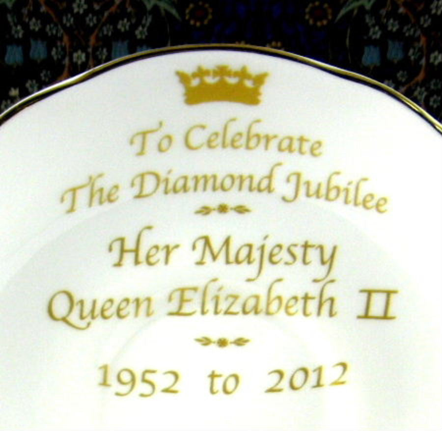 Queen Elizabeth II Diamond Jubilee Commemorative Cup and Saucer Set - English Bone China 2012 Limited Edition - Perfect for Royal Collectors, Tea Parties & British Memorabilia Displays