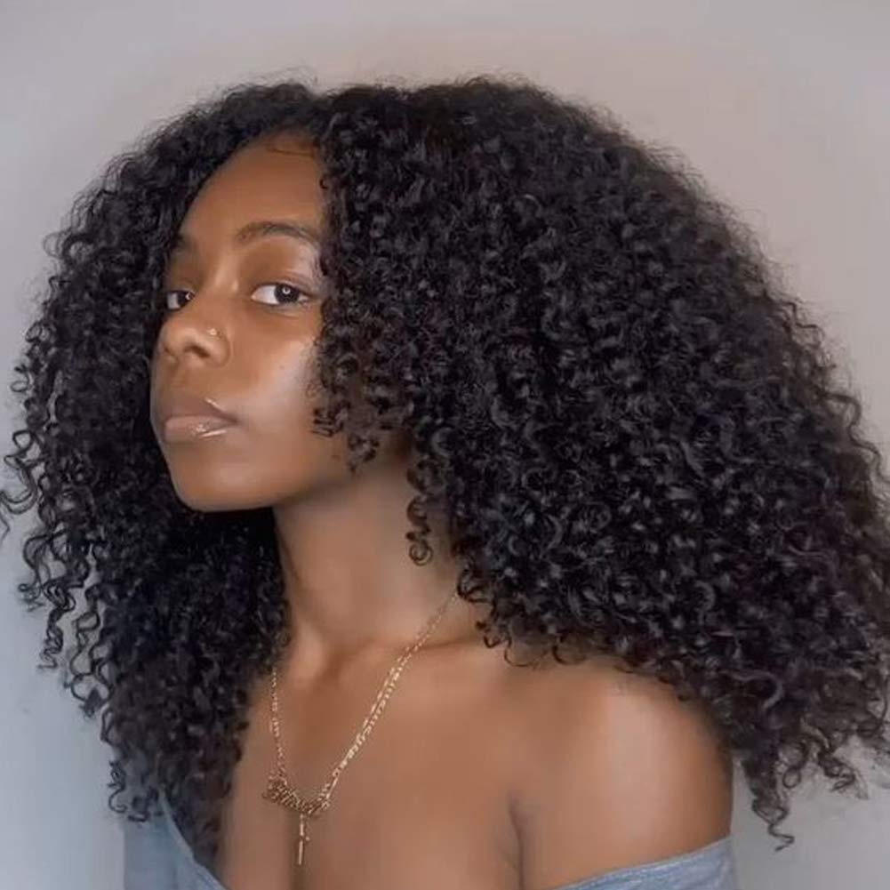 10A Brazilian Human Hair 360 Lace Front Wig - Afro Kinky Curly Pre-Plucked with Baby Hair | 1B Off Black 16
