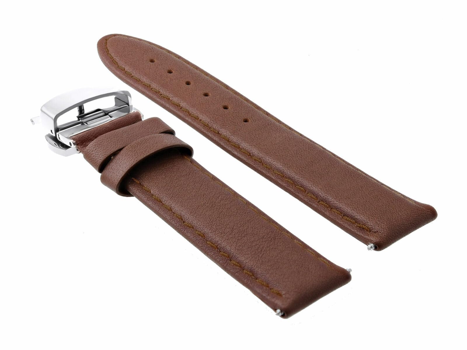 24mm Genuine Leather Watch Band Strap with Buckle Clasp - Compatible with Baume & Mercier Watches, Waterproof Light Brown Replacement Strap for Dress Watches & Formal Occasions