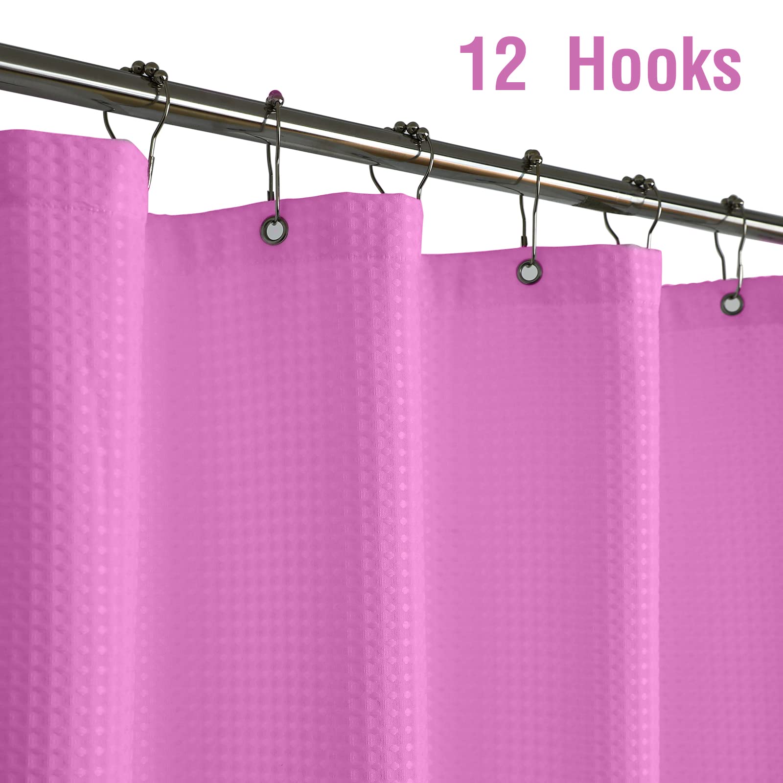 Koogfubear Ombre Gradient Rainbow Shower Curtain - Waterproof Bathroom Decor with 12 Hooks, Machine Washable 72x72 Inches (Pink & Green) - Perfect for Modern Bathrooms, Kids' Rooms & Rainbow-Themed Decor