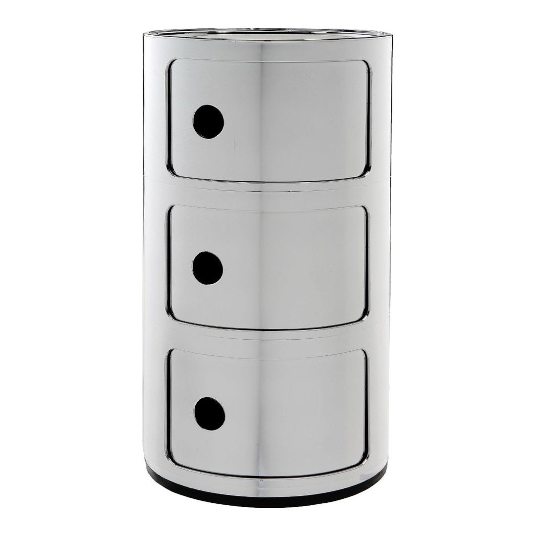 Componibili Round 3-Door Storage Tower - Modern Modular Organizer for Bedroom, Living Room & Office - Space-Saving Furniture Solution