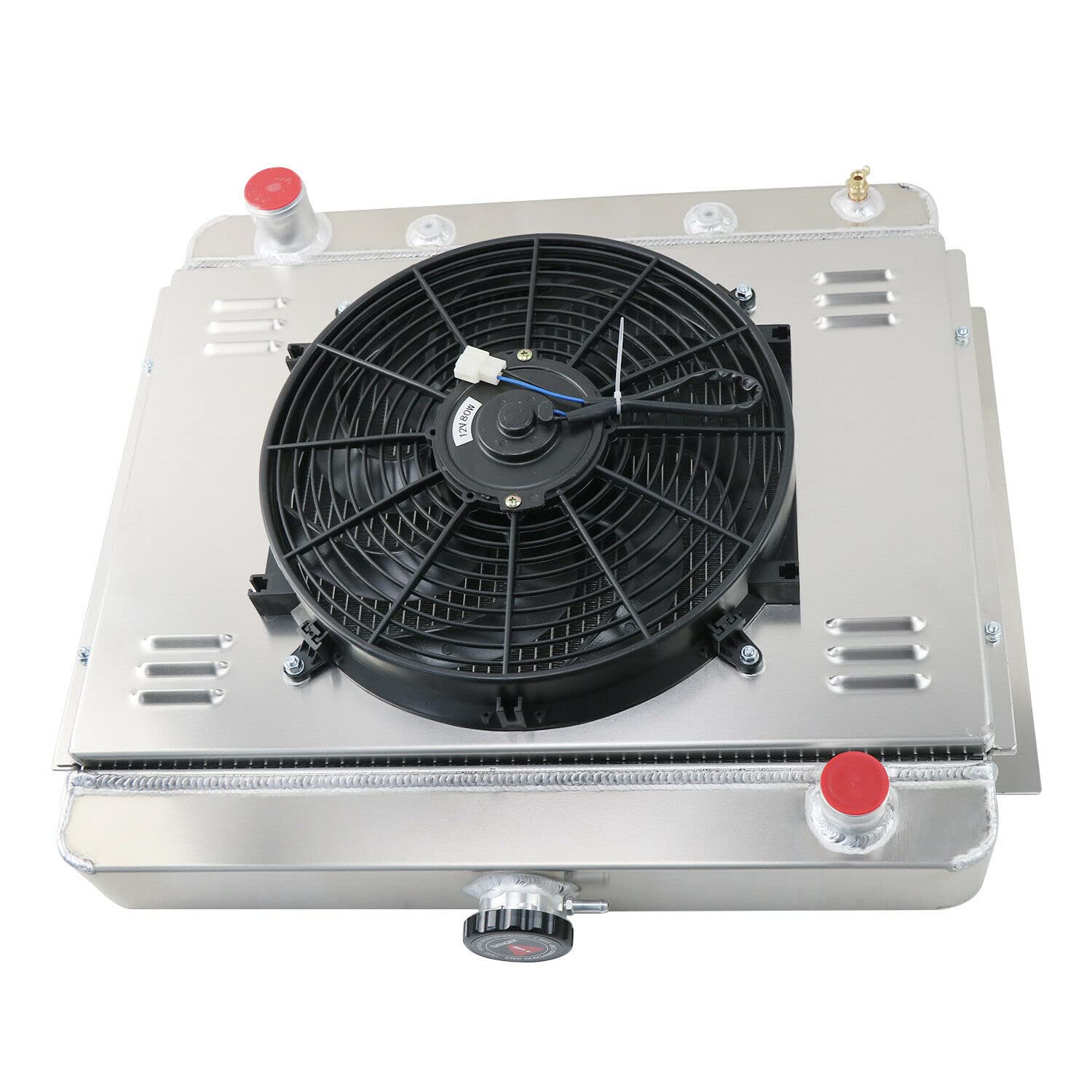 High-Performance 4-Row Aluminum Radiator for 1962-1967 Chevy II/Nova/Nova SS V8 - Direct Fit with Fan Shroud & Relay - Perfect for Classic Car Restoration & Hot Rod Upgrades (Fits 1963, 1964, 1965, 1966 Models) - Ideal for Street Racing, Car Shows & Summer Driving