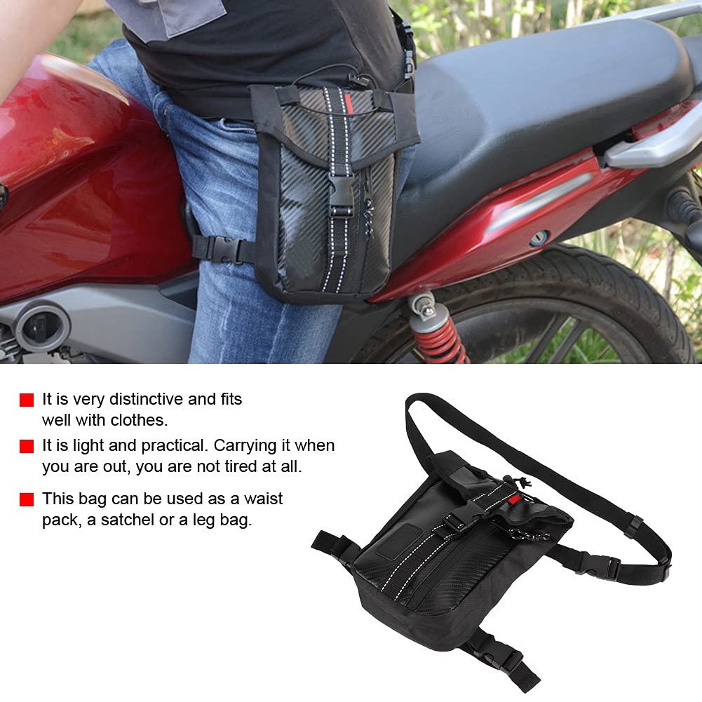 Acouto Carbon Fiber Cycling Waist Bag - Waterproof Motorcycle Leg Pack for Biking & Outdoor Sports - Durable Black Storage Pouch for Phone, Wallet & Essentials