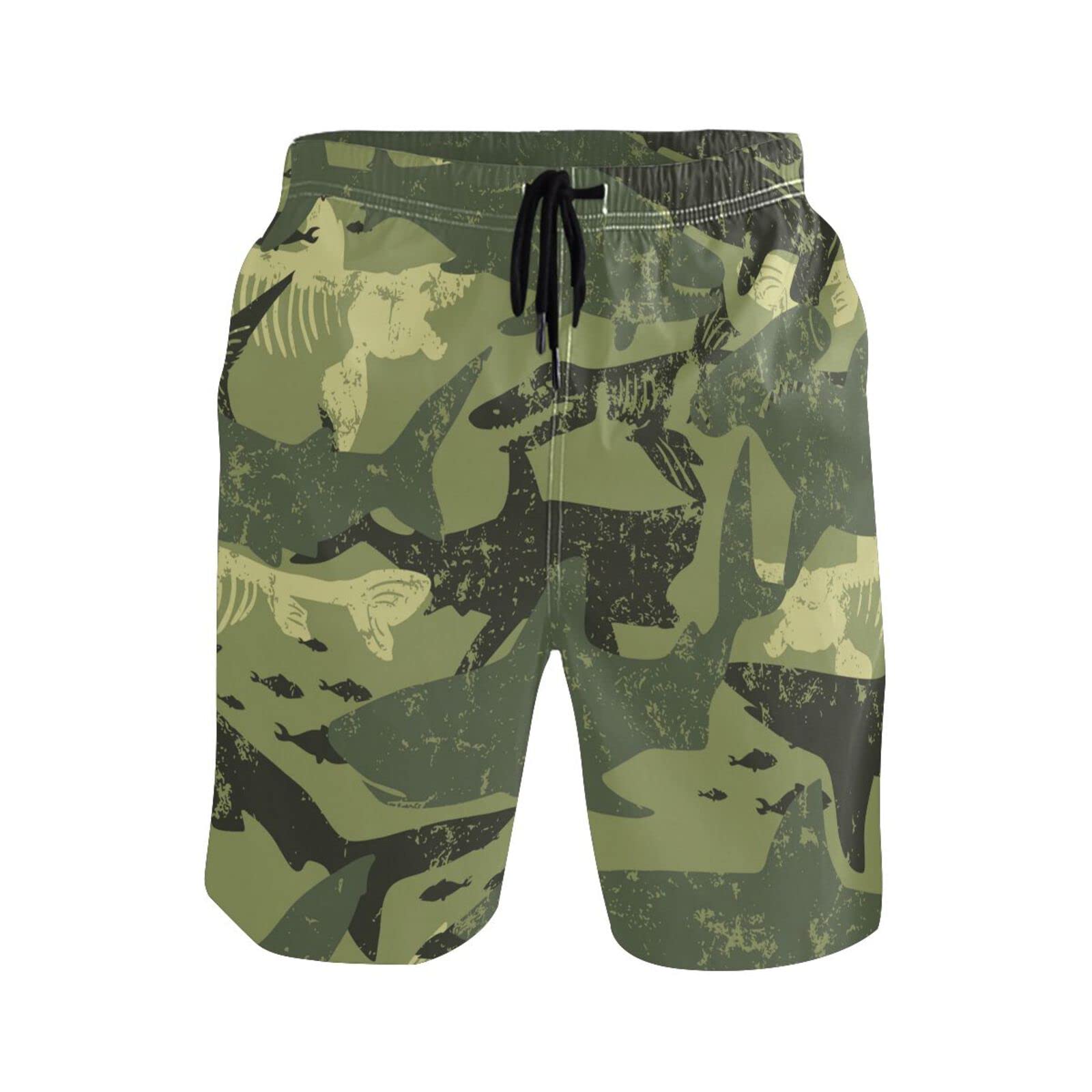 Men's Camouflage Shark Swim Trunks - Quick Dry Beach Shorts with Pockets | Perfect for Swimming, Surfing & Summer Vacation