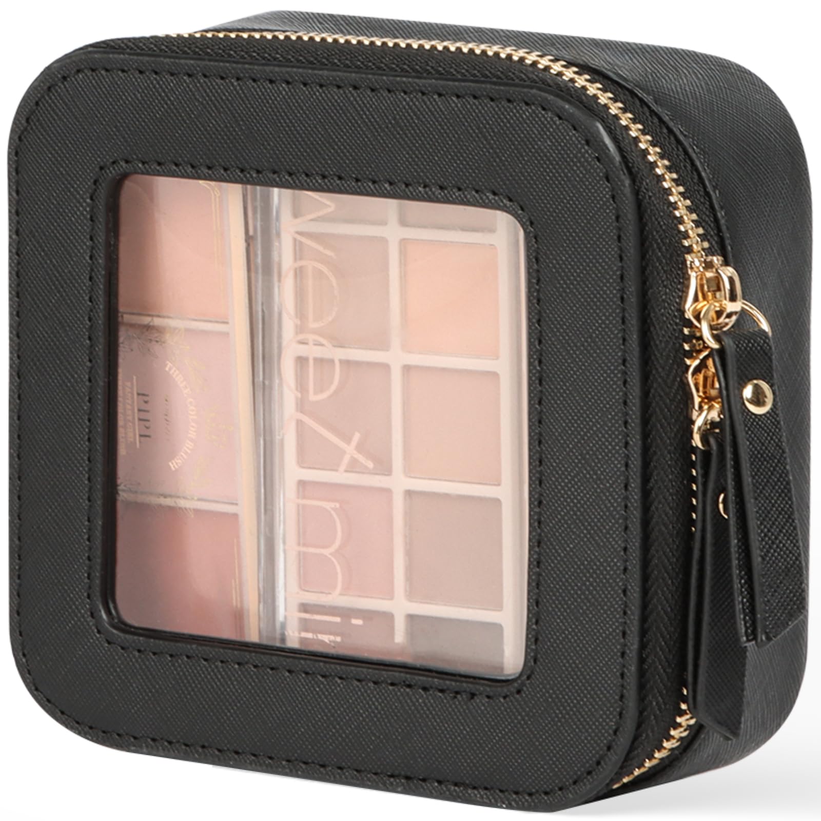 Clear Makeup Bag with Zipper - Small Cosmetic Organizer Pouch for Purse, Mini Toiletry Bag for Women (Black) - Perfect for Travel, Gym & Daily Essentials Storage