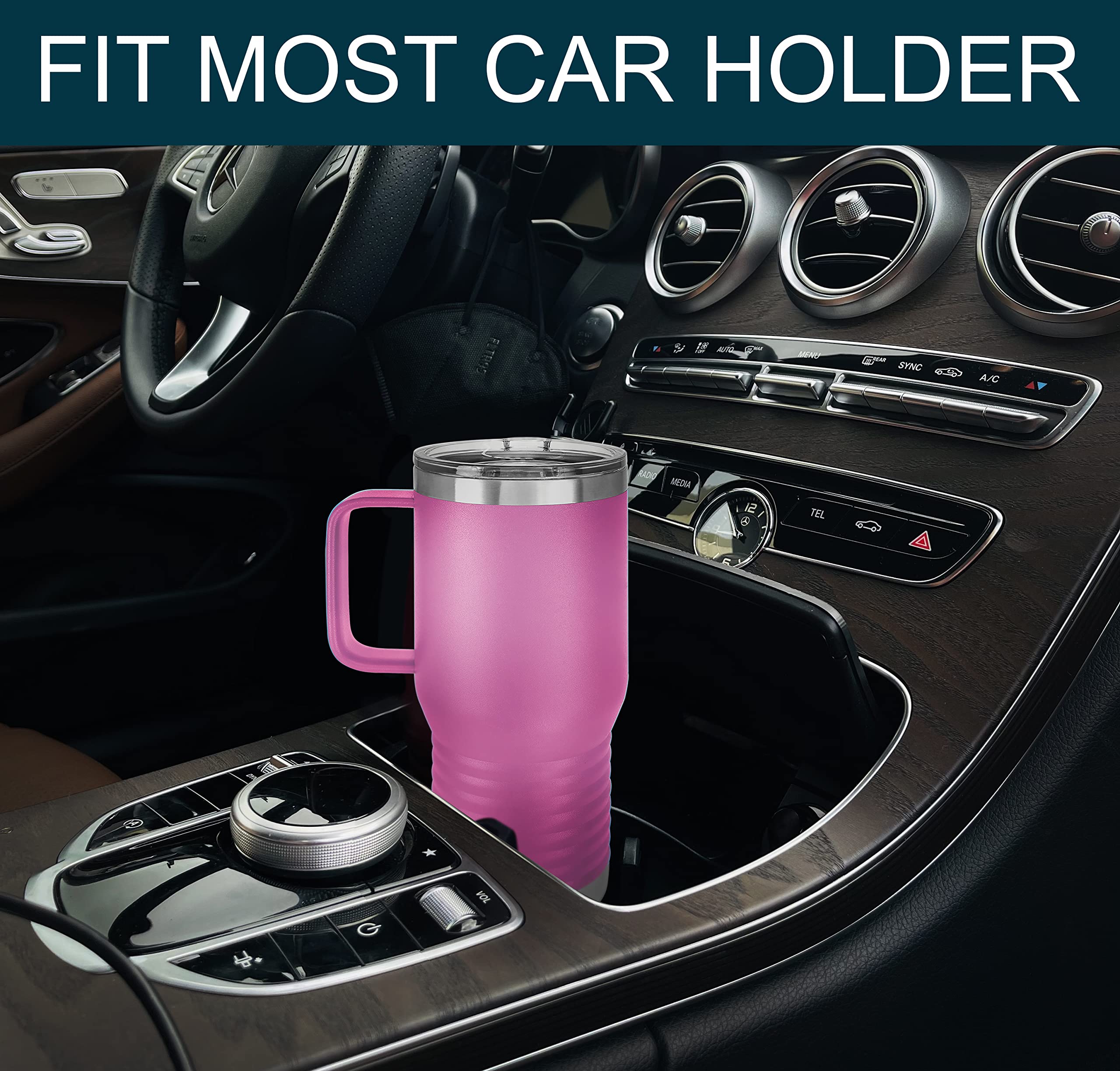 Polar Camel 20 oz Vacuum Insulated Stainless Steel Travel Tumbler with Handle & Slider Lid - Leakproof Coffee Mug for Hot & Cold Drinks - Perfect Gift for Men & Women (Light Purple) - Ideal for Office, Commuting, Camping & Outdoor Activities