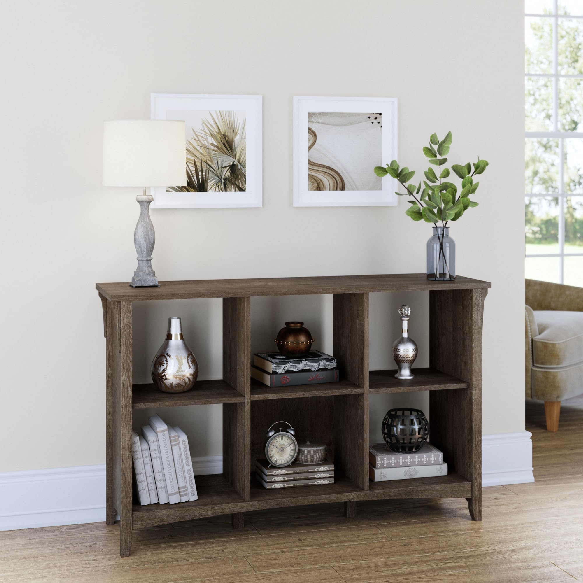 Bush Furniture Salinas 6-Cube Organizer in Ash Brown - Office & Home Storage Solution with Open Shelves for Books, Supplies & Decor - Perfect for Small Spaces, Dorm Rooms & Workstations