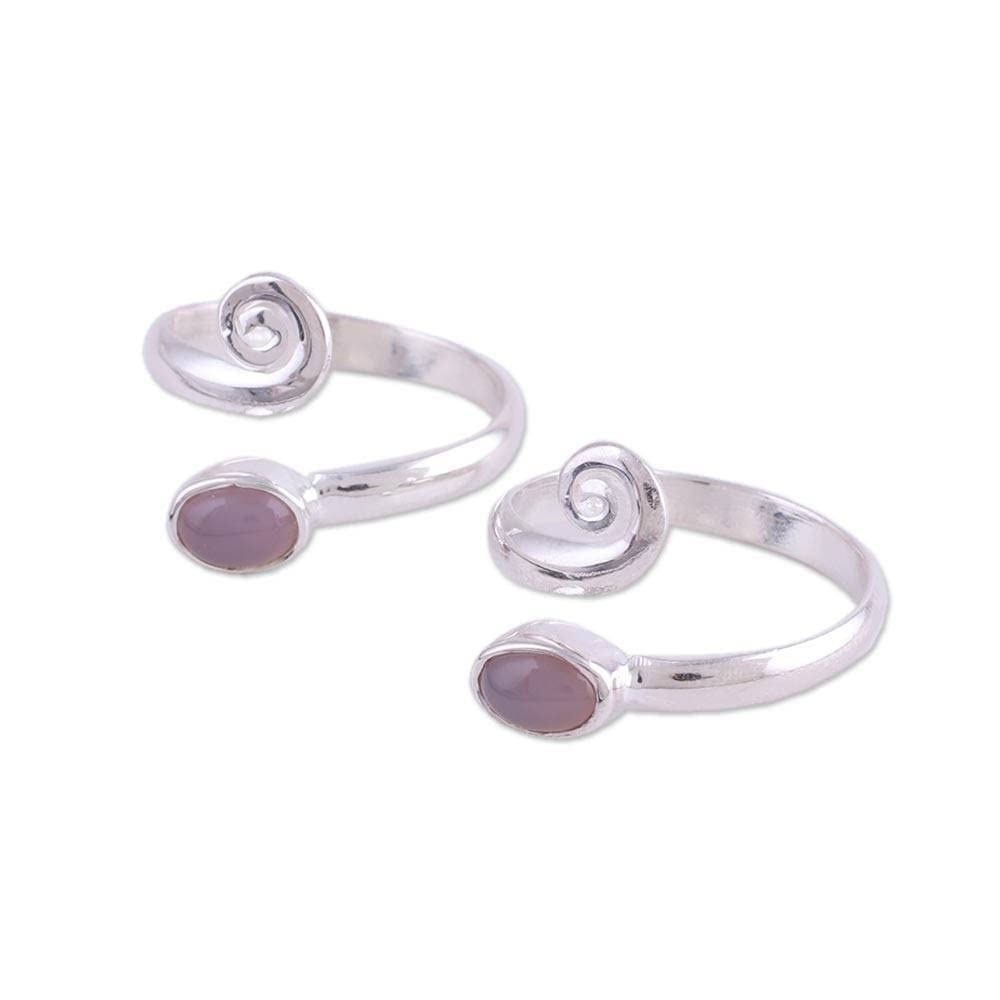 Rainbow Moonstone Rose Quartz Carnelian Lapis Lazuli Pearl Ring Set - 925 Sterling Silver Handmade Statement Rings for Women, Dainty Engagement Wedding Promise Rings, Perfect for Boho Chic Style & Everyday Wear