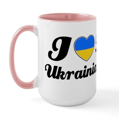 White/Pink Inside - I Love My Ukrainian Wife Large Mug