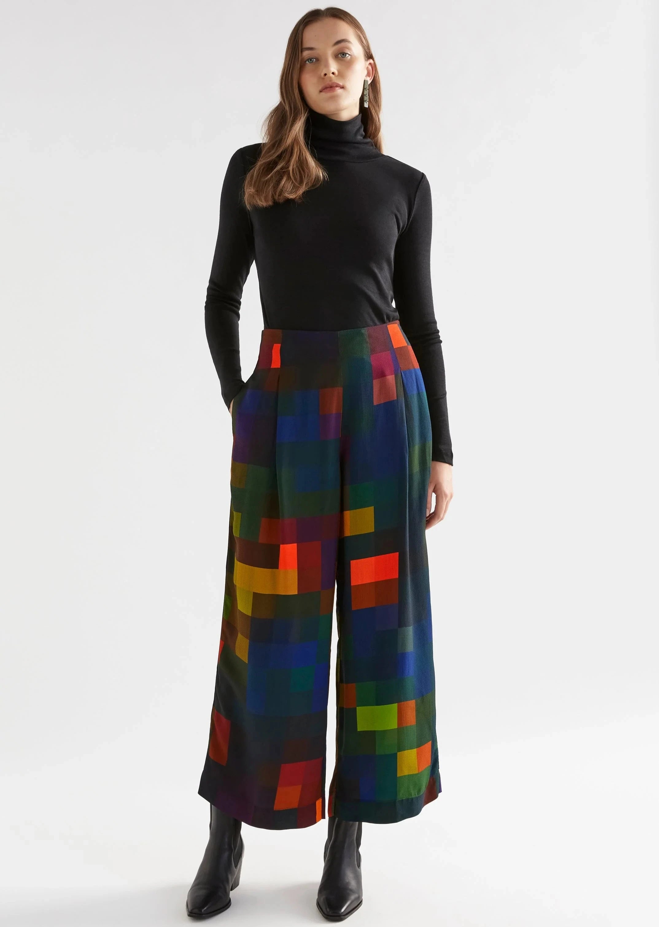 ELK Emmi Box Print Women's Pants - Stylish Casual Trousers for Everyday Wear, Work & Travel