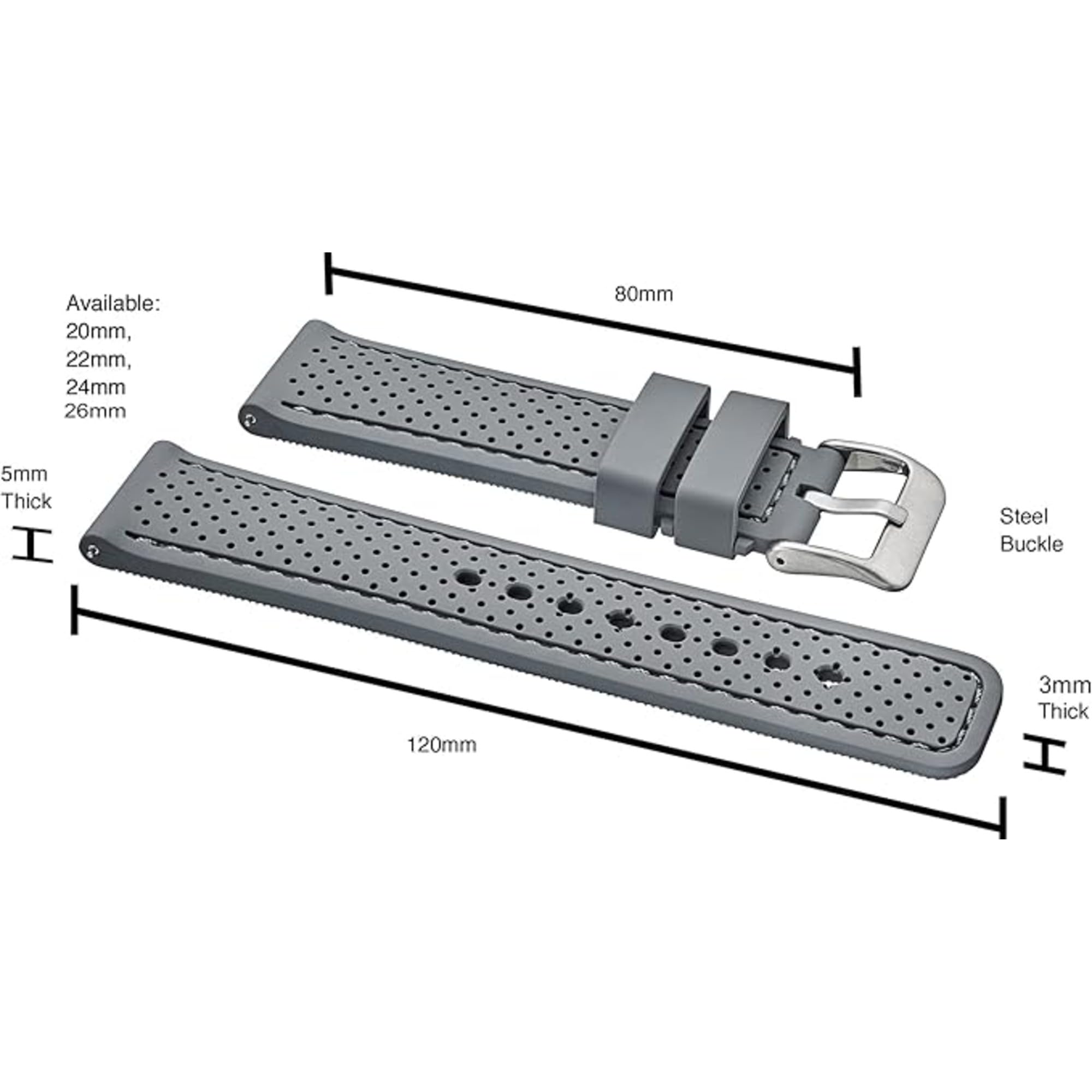 Premium Soft Silicone Adjustable Watch Band for Women & Men - Waterproof Quick Release Rubber Strap Compatible with Smartwatches & Regular Watches - Ideal for Sports, Swimming & Everyday Wear