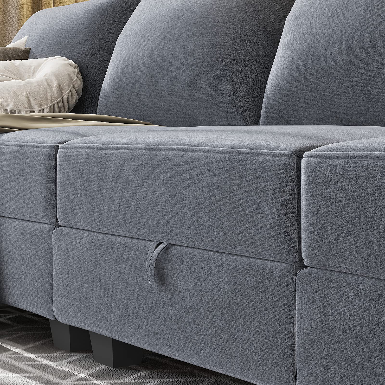 HONBAY Modern Modular Sofa Sectional - Customizable Fabric Middle Module, Armless Chair in Bluish Grey | Perfect for Living Room, Lounge & Home Theater Seating