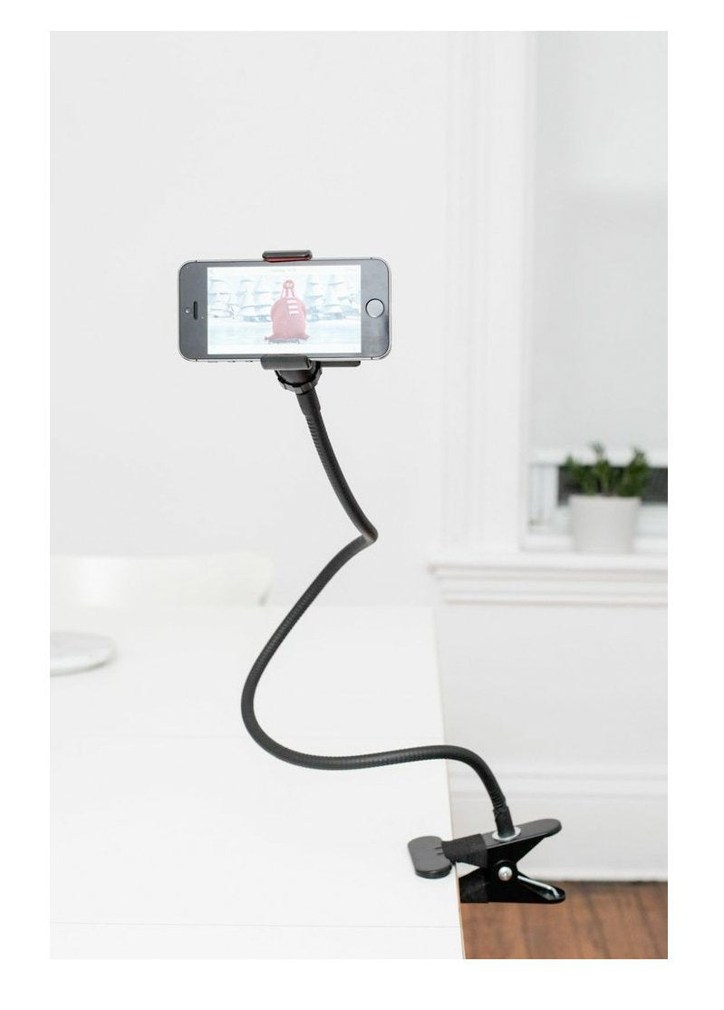 Adjustable Flexible Gooseneck Phone Mount Holder - Universal Clip Stand for iPhone, Samsung & Tablets - Perfect for Bed, Car, Desk & Video Recording