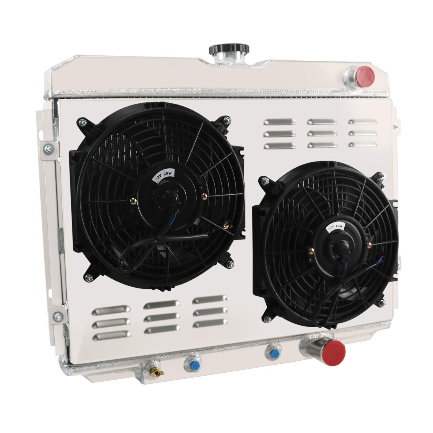 ALLOYWORKS 3 Row Aluminum Radiator with Shroud, Dual 12