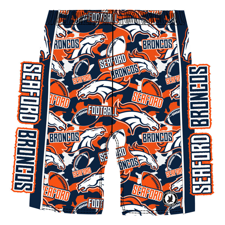 Boys & Men's Seaford Broncos Football Camo Shorts - Comfortable Camouflage Athletic Shorts for Football Practice, Games & Outdoor Activities