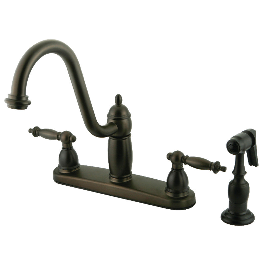 Kingston Brass KB7111TLBS Templeton Centerset Kitchen Faucet - High Arc Pull-Down Sprayer, Oil Rubbed Bronze Finish for Modern Farmhouse & Traditional Kitchens