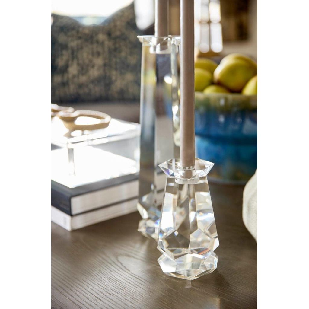 Cyan Design 11765 Clear Faceted Glass Candle Holder - Short Height for Tabletop Decor, Wedding Centerpieces, and Home Accents