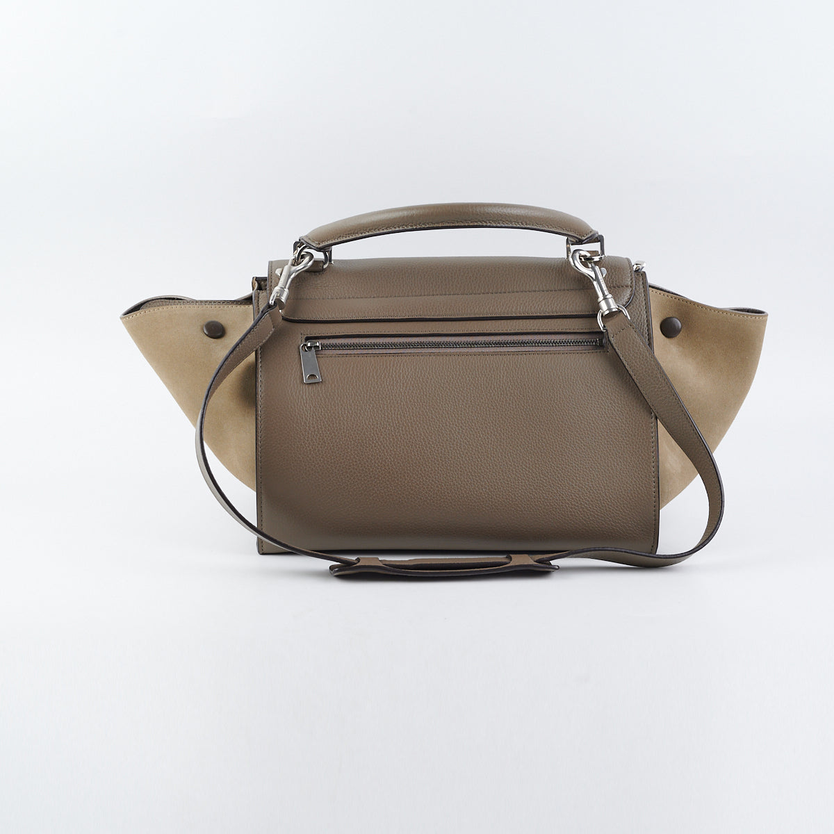 Celine Small Trapeze Handbag in Taupe Leather - Luxury Crossbody Bag for Women, Perfect for Work, Travel & Evening Events