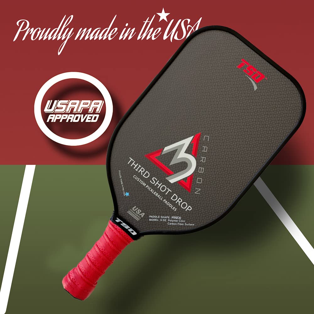 Elongated Shape Pickleball Paddle | Triple Layer Carbon Fiber Diamond Weave Surface (Kratos 2) - Lightweight & Durable for Competitive Play & Outdoor Games