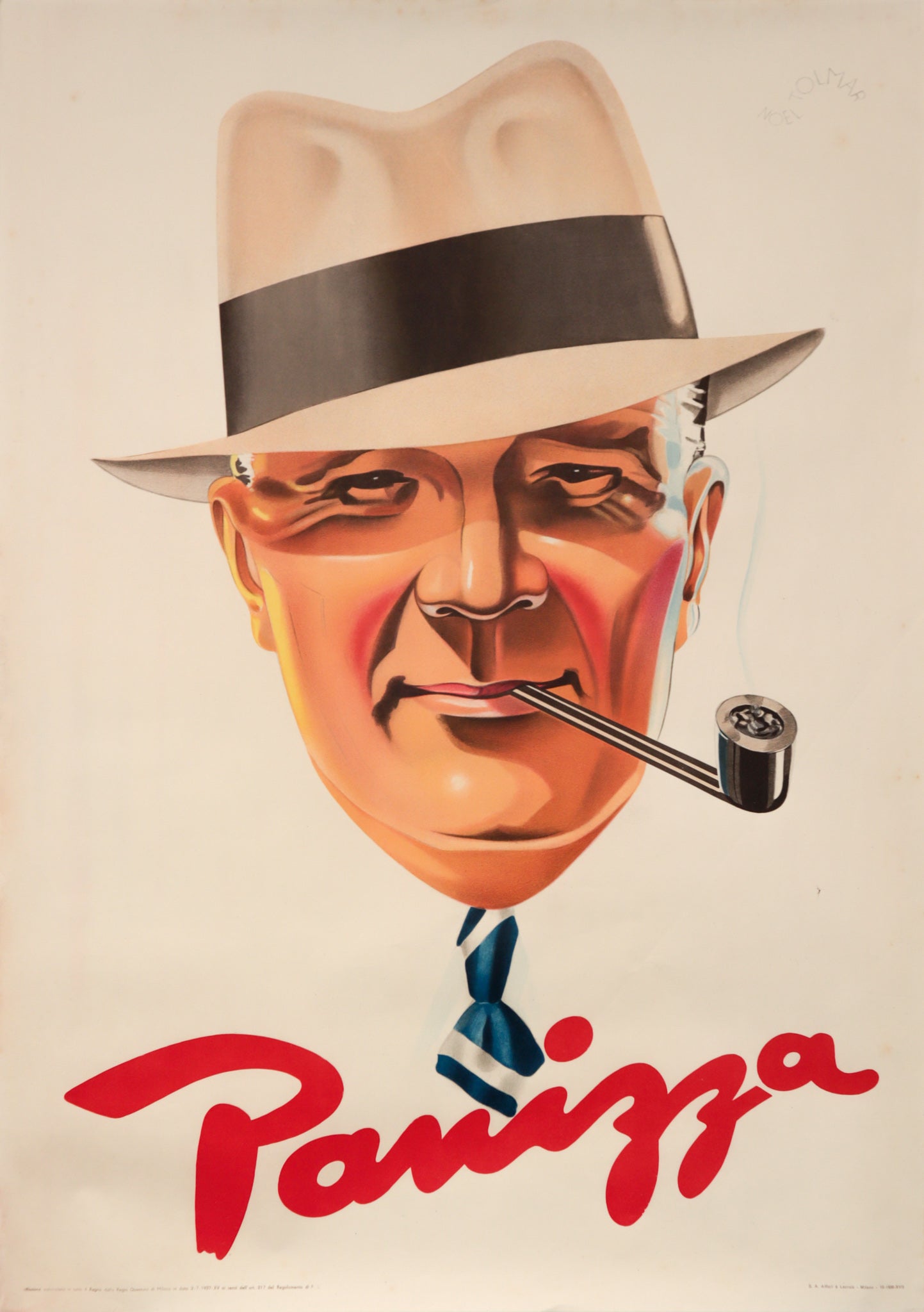 Vintage 1938 Italian Haberdashery Poster - Canelli Panizza Noel Tolmar Hat Advertisement (1980s Reissue) - Perfect for Retro Home Decor & Fashion History Collectors