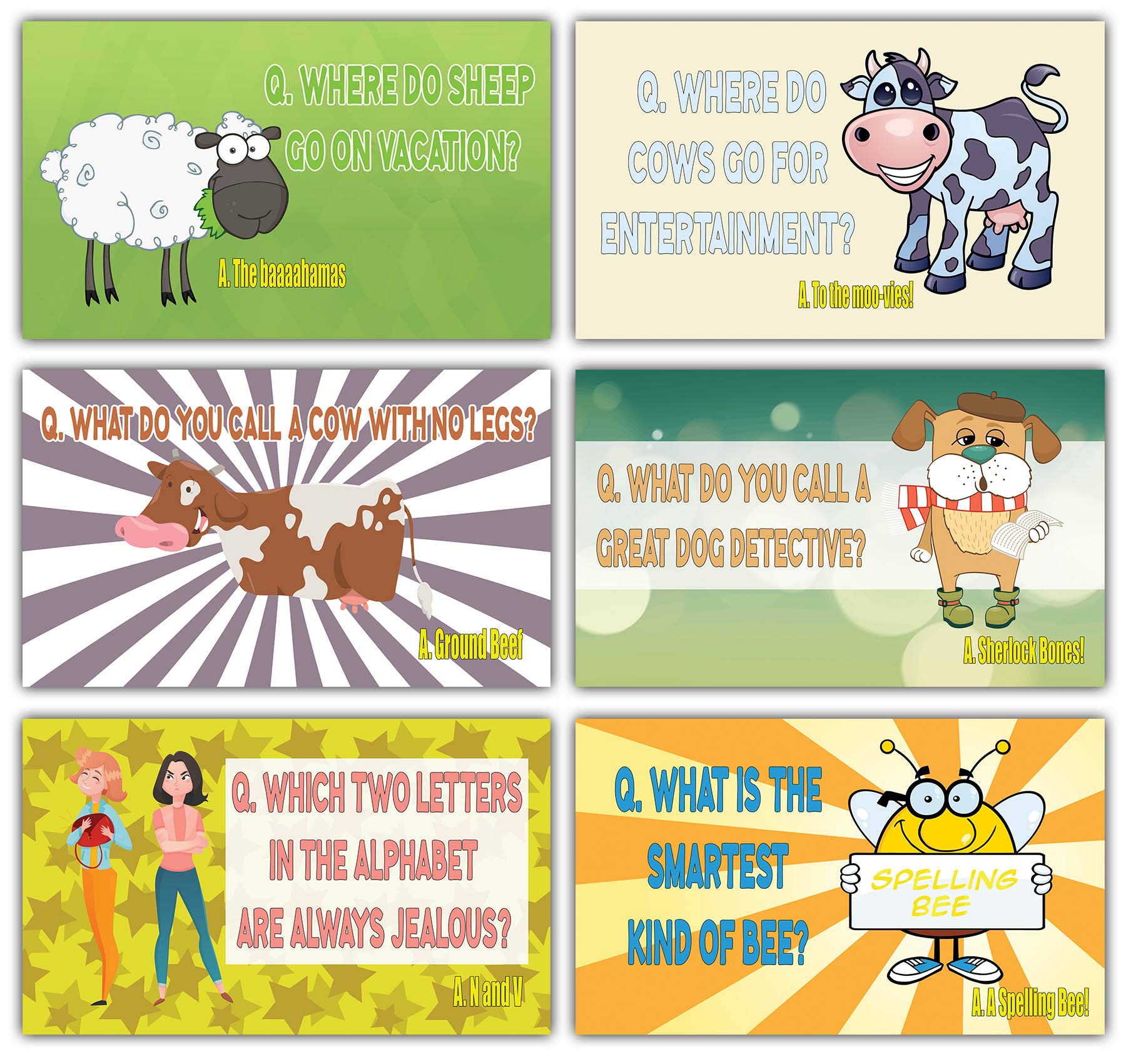 Creanoso Funny Lunch Box Jokes Flashcards for Kids - 60 Hilarious Joke Cards (30x2 Sets) - Perfect for School Rewards, Gifts & Lunchbox Notes - Encourage Reading & Laughter in Classroom & Home