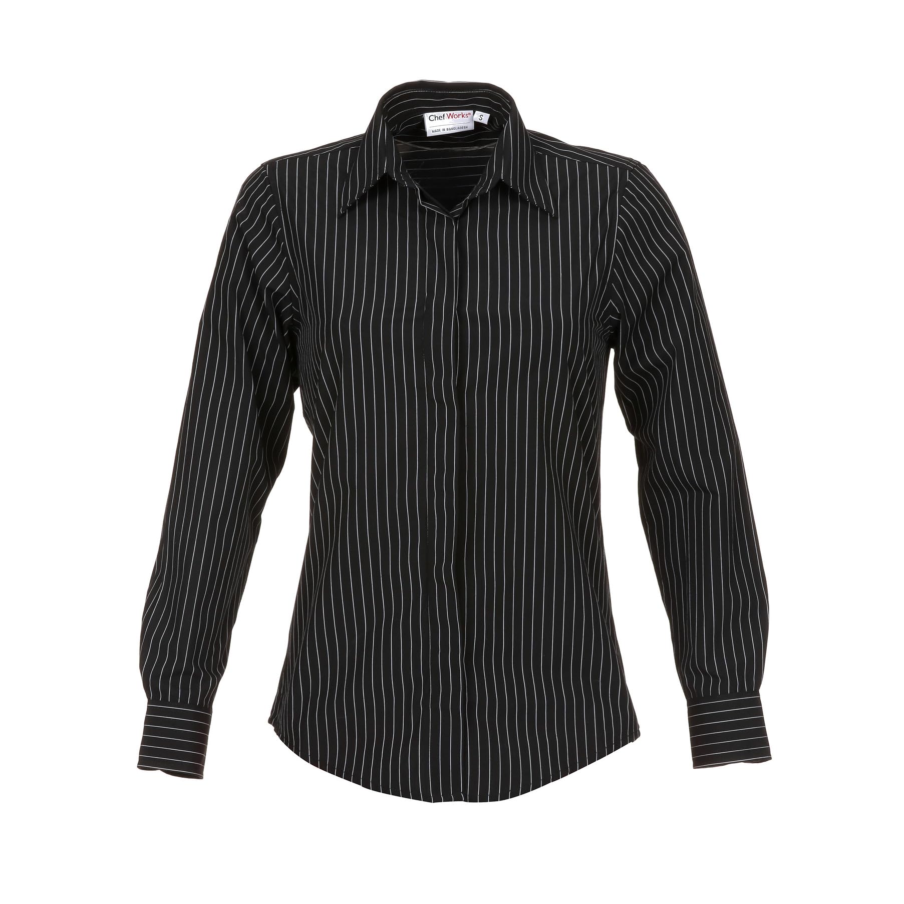 Chef Works Women's Long Sleeve Onyx Black Dress Shirt - Professional Kitchen & Office Wear for Female Chefs & Waitresses