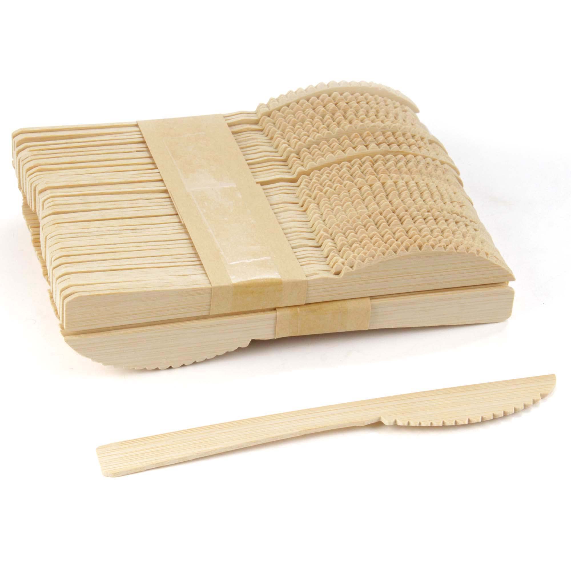 Bulk Pack 1000pcs Natural Bamboo Veneer Knives - Eco-Friendly Disposable Cutlery for Dinner Parties, Catering, Weddings & Events