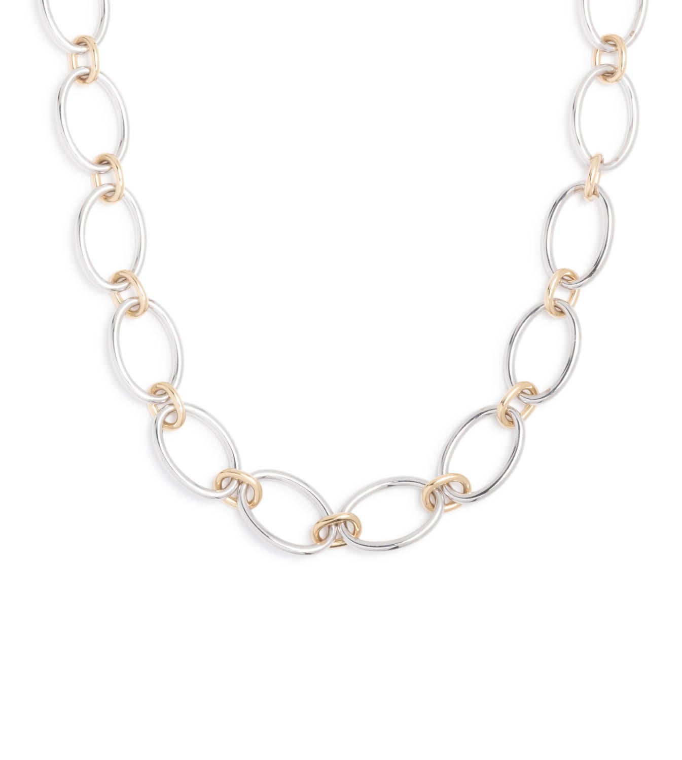 Stylish Oval Link Chain Necklace in Mixed Gold - Perfect for Layering, Everyday Wear & Gift Giving