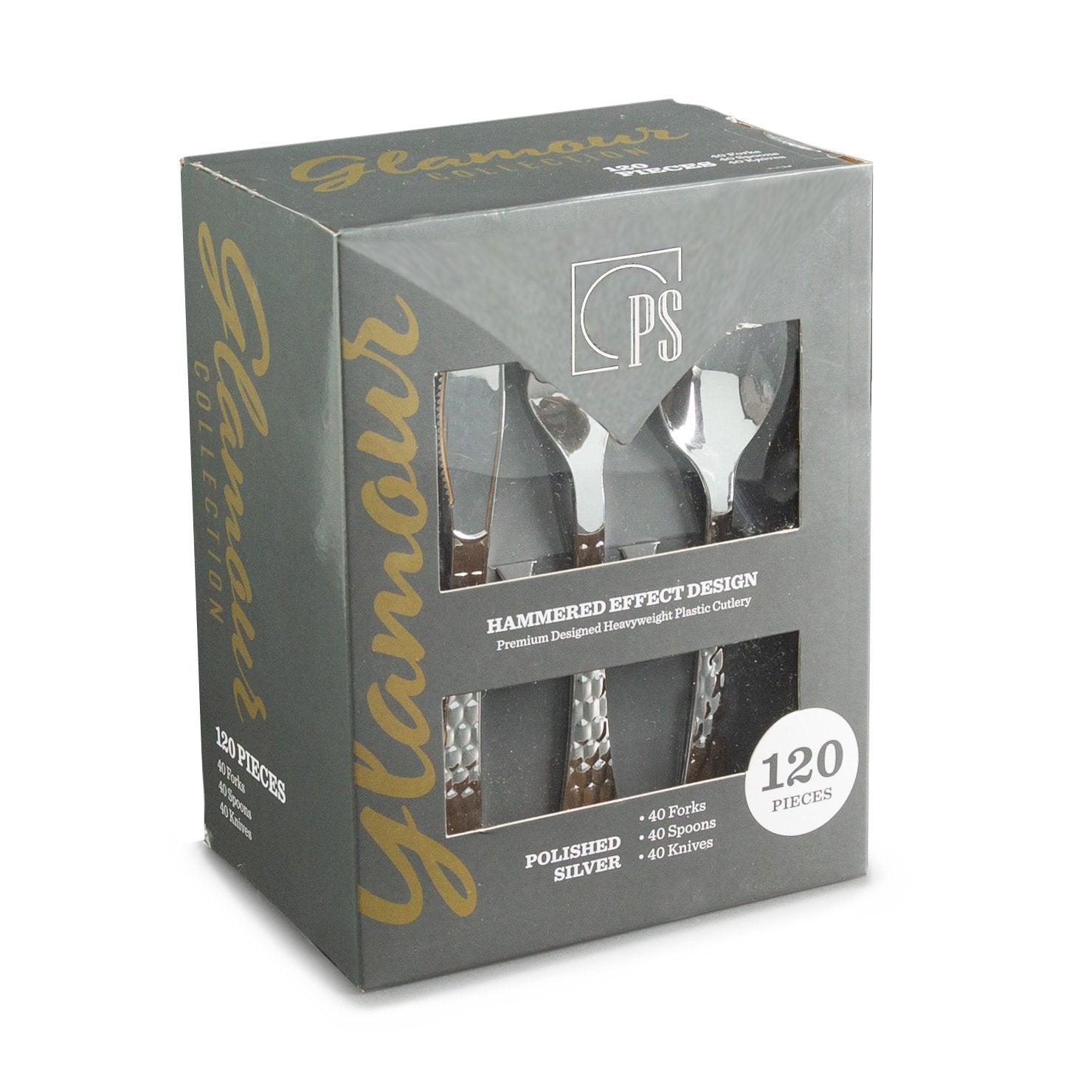 120-Piece Disposable Silver Plastic Cutlery Set - 40 Place Settings - Elegant Party Tableware for Weddings, Events & Catering - Perfect for Banquets, Picnics & Outdoor Gatherings