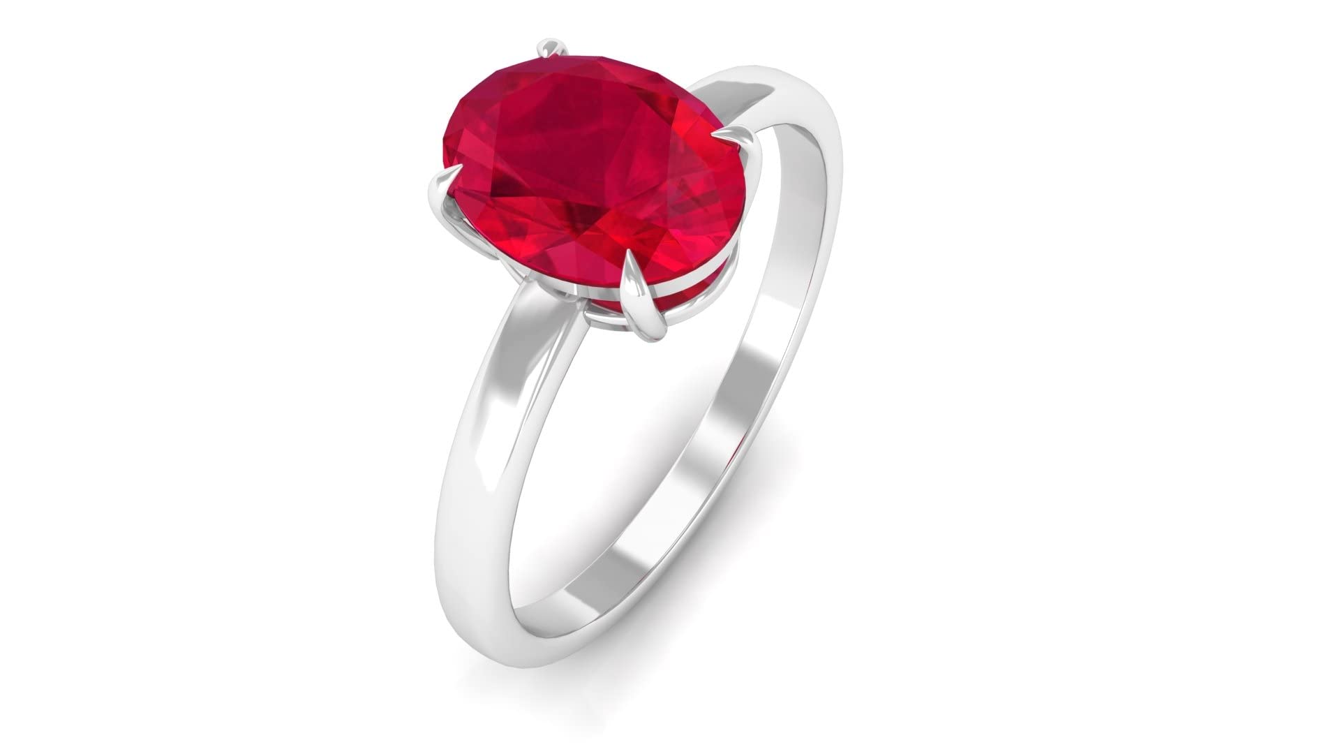 1.55CT Oval Lab-Created Ruby Solitaire Engagement Ring - Certified Red July Birthstone, 14K Solid Gold Bridal Promise Ring for Women, Perfect for Mother's Birthday & Anniversary Gifts | Classic Jewelry for Proposals, Weddings & Special Occasions