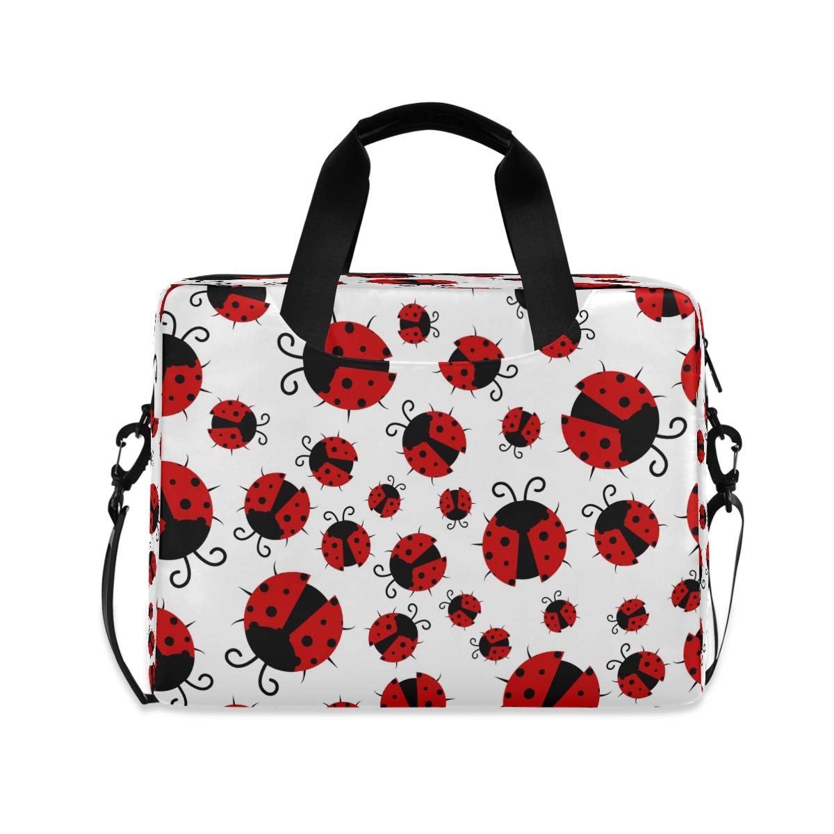 Stylish Abstract Red Ladybugs Laptop Bag for 13 14 15.6 Inch MacBook & Tablet - Durable Shoulder Briefcase for Women, School & Office Use - Perfect for Work, Travel & College Campus