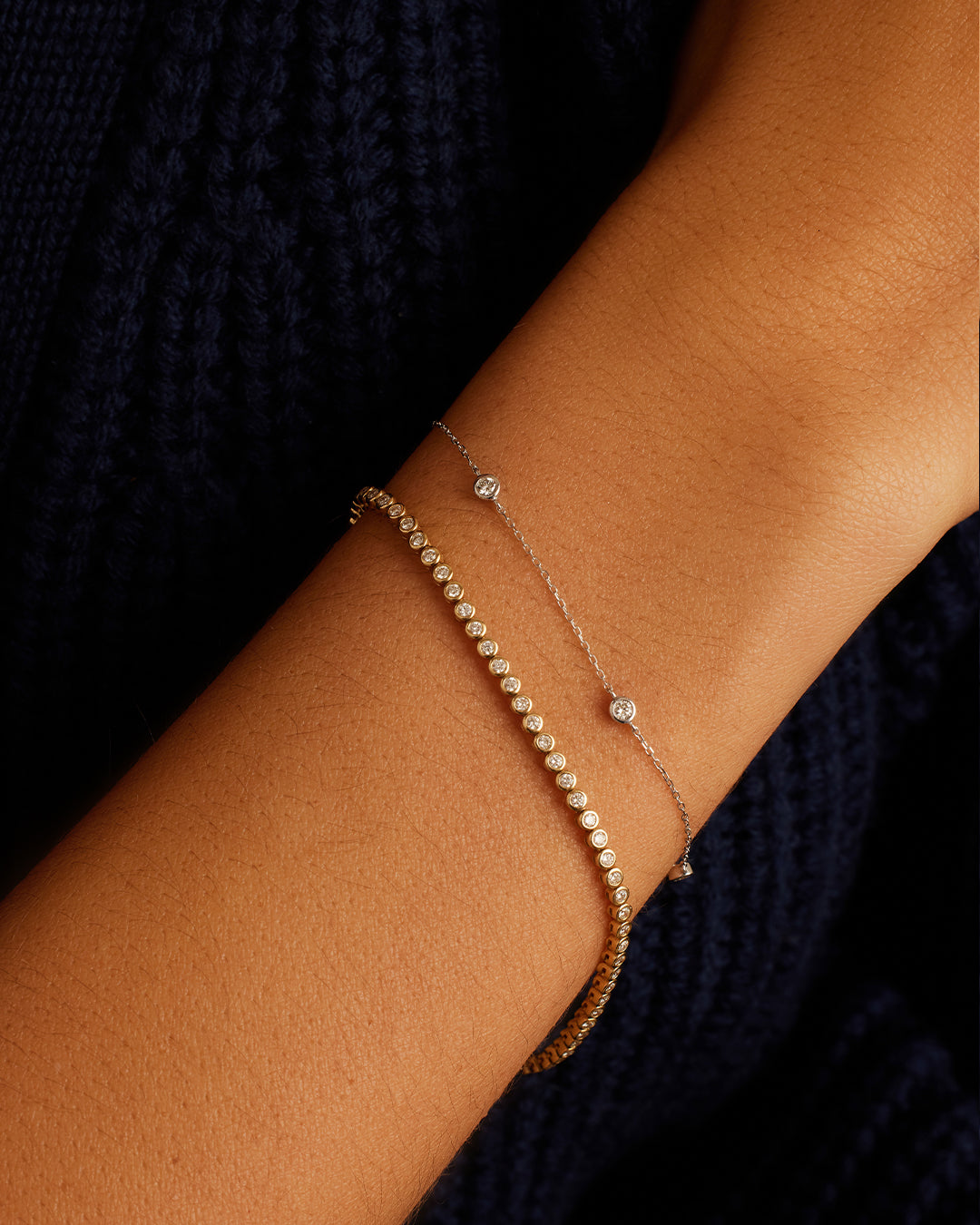 Classic Five Diamond Bracelet for Women - Elegant 14K Gold Tennis Bracelet for Everyday Wear & Special Occasions