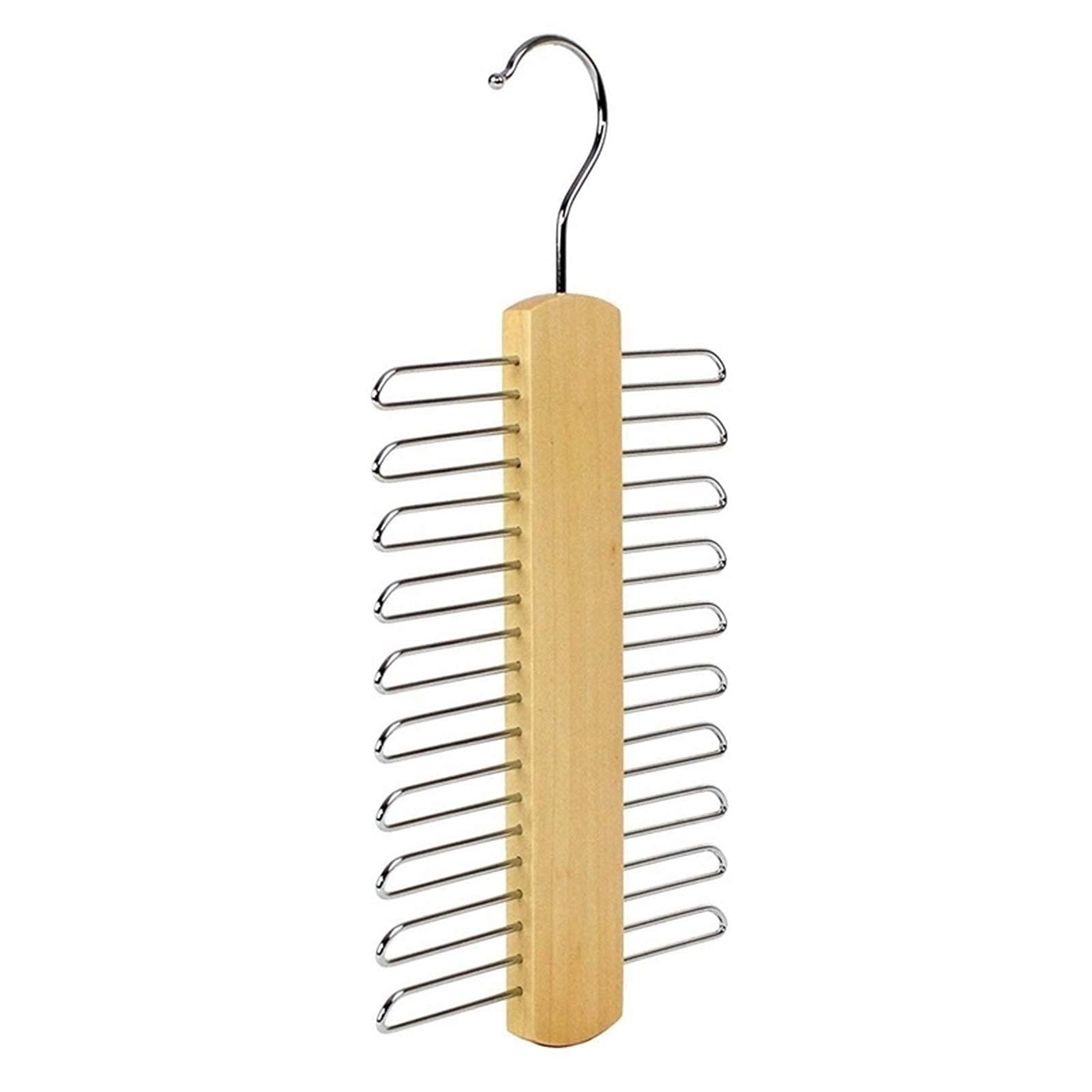 Wooden Clothes Hangers - 20-Pack Tie, Scarf & Belt Organizer Rack for Closet Storage - Perfect for Wardrobe, Retail Stores & Travel Luggage Organization