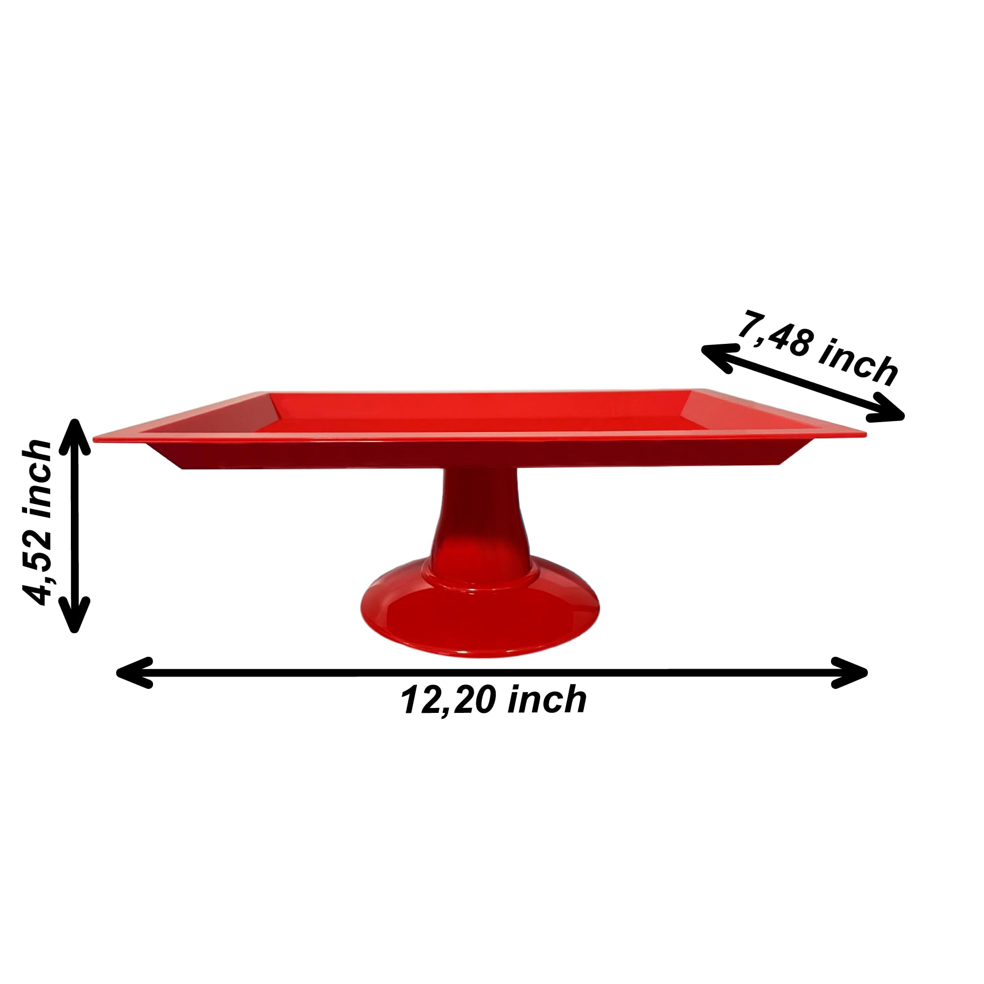 Red Rectangular Serving Tray with Base - Candy Tray, Cupcake Stand, Bathroom Organizer for Parties, Home Decor & Gift Display