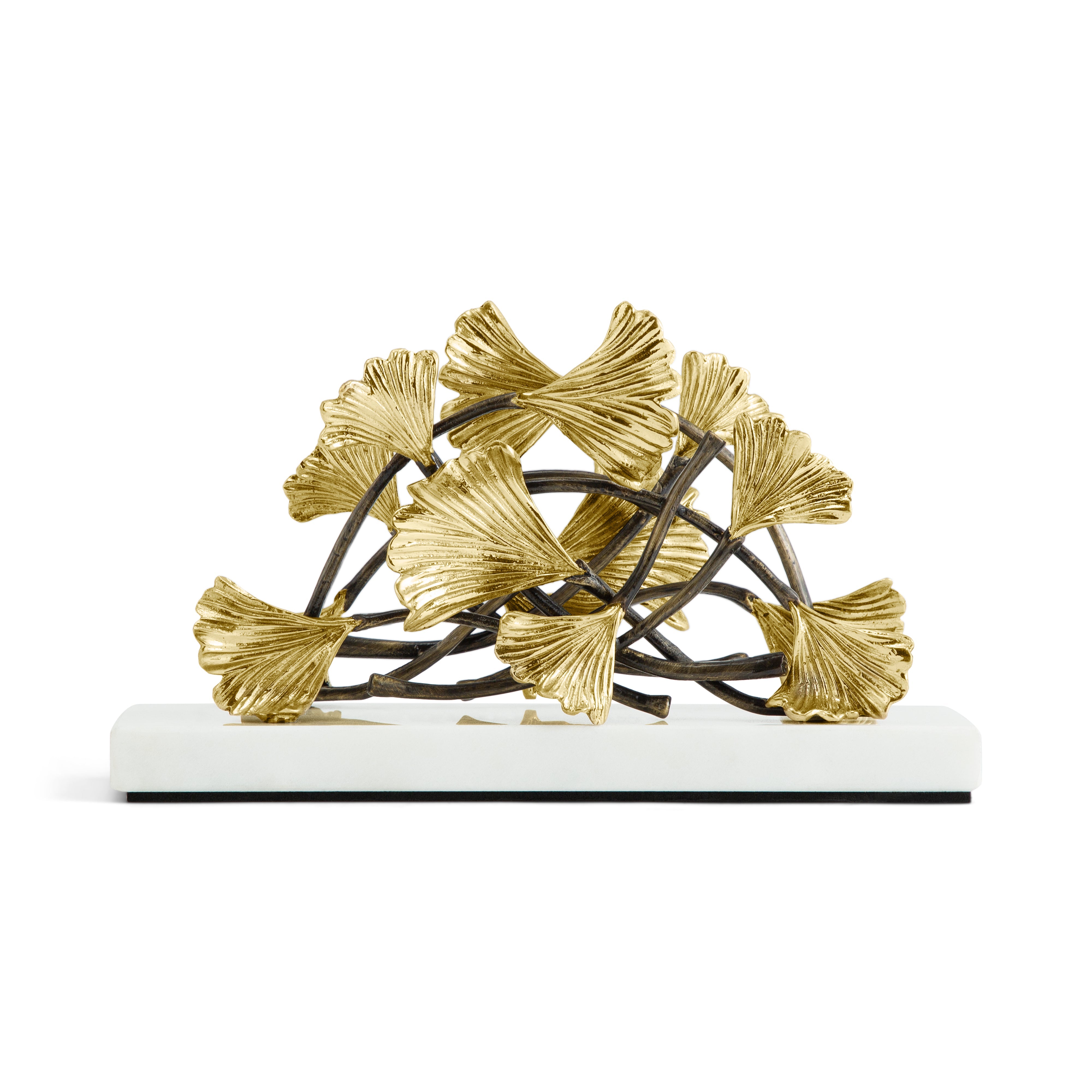 Golden Ginkgo Leaf Vertical Napkin Holder - Elegant Tableware for Dining, Kitchen Decor, and Holiday Parties