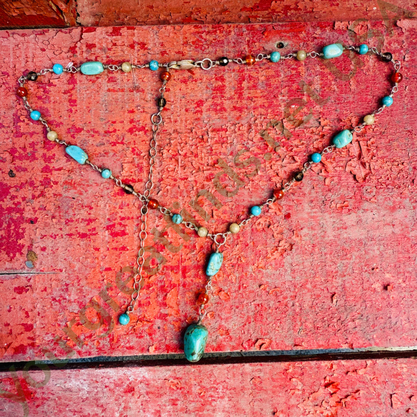 925 Sterling Silver Turquoise Gemstone Y Necklace for Women | Elegant Boho Jewelry Gift for Her | Perfect for Parties, Weddings & Everyday Wear