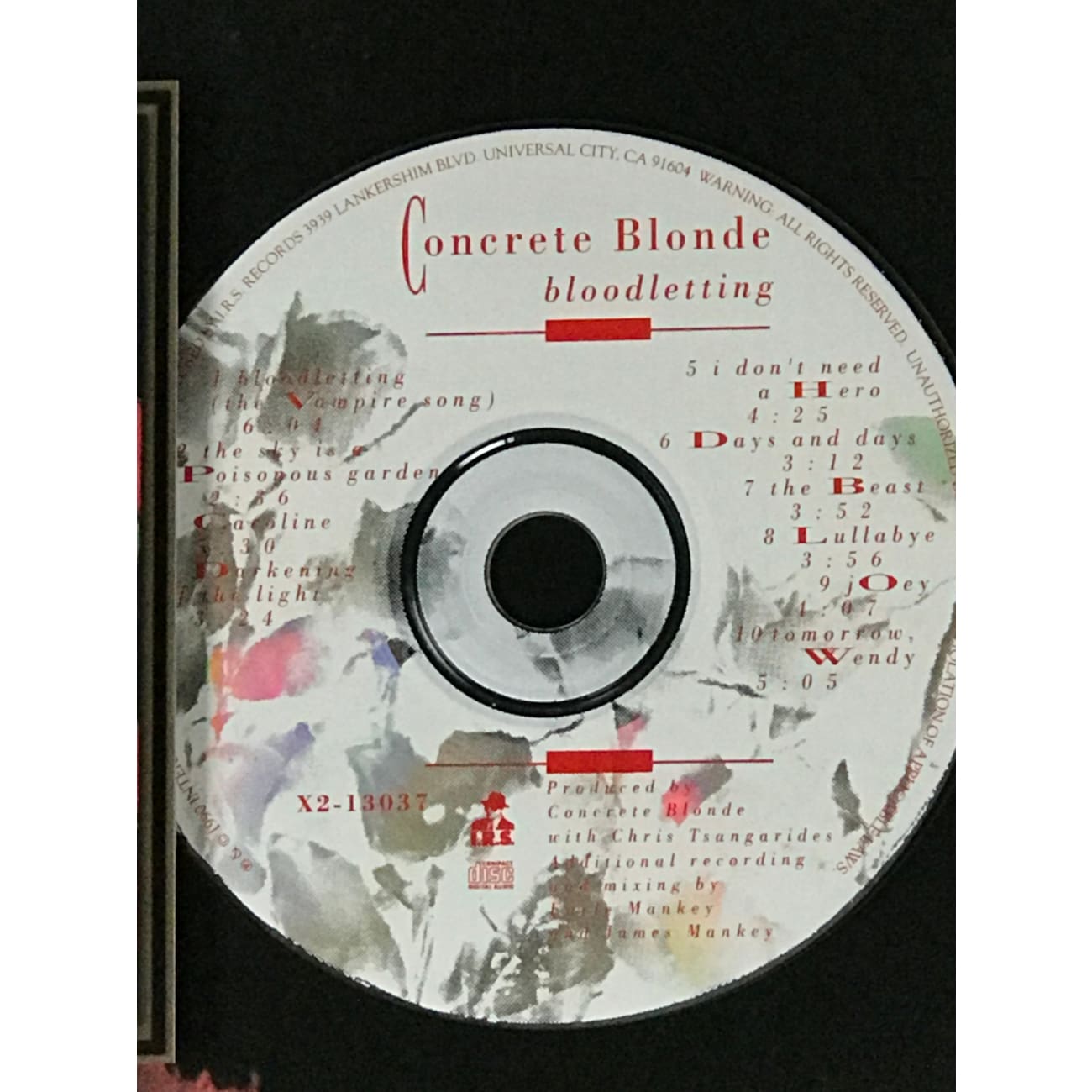Concrete Blonde Bloodletting RIAA Gold Album Award - Certified Music Collectible for Fans & Display