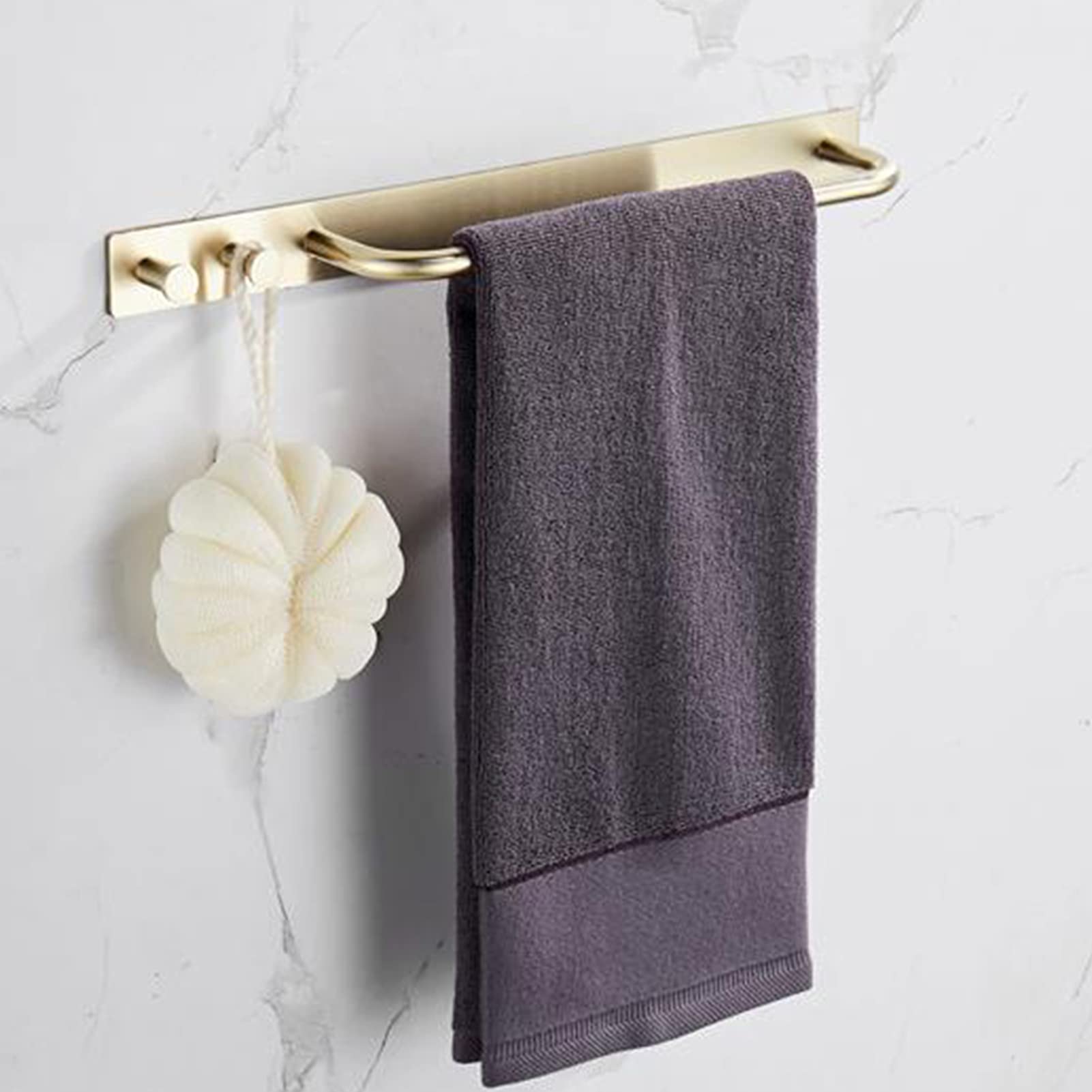 Stainless Steel Wall Mounted Towel Bar Holder - Rustproof Bathroom & Kitchen Towel Rack with Strong Adhesive - Gold Finish for Home, Hotel, and Spa Decor